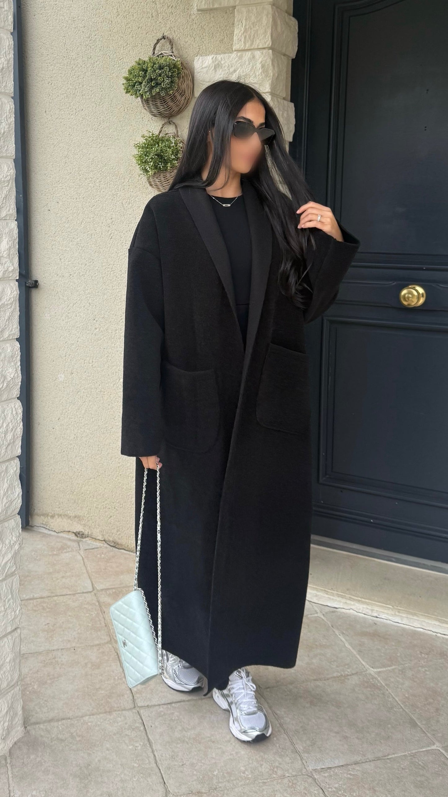 Manteau kimono long Noir SAÏRYS