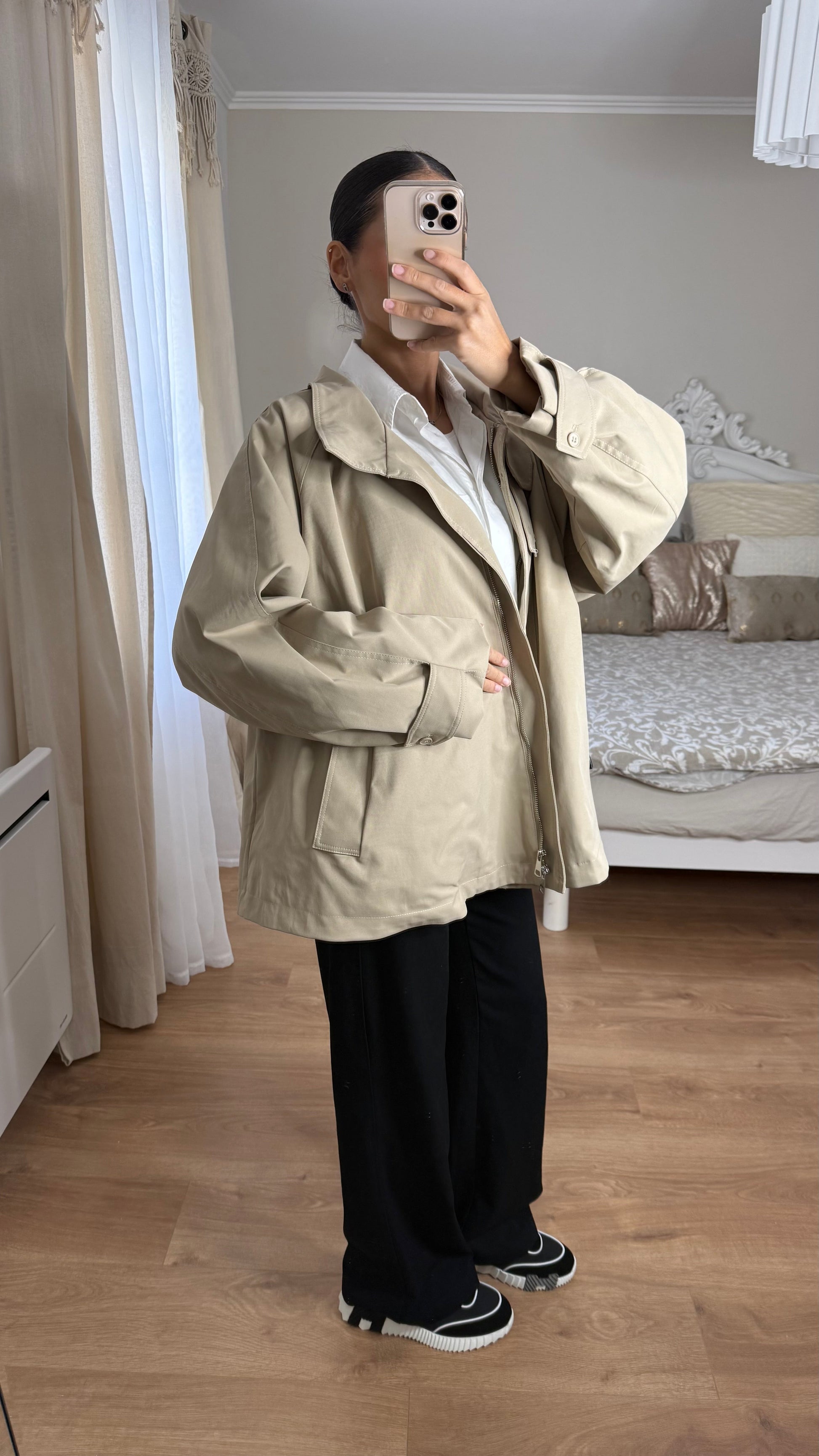 Trench parka évasé crème SAÏRYS