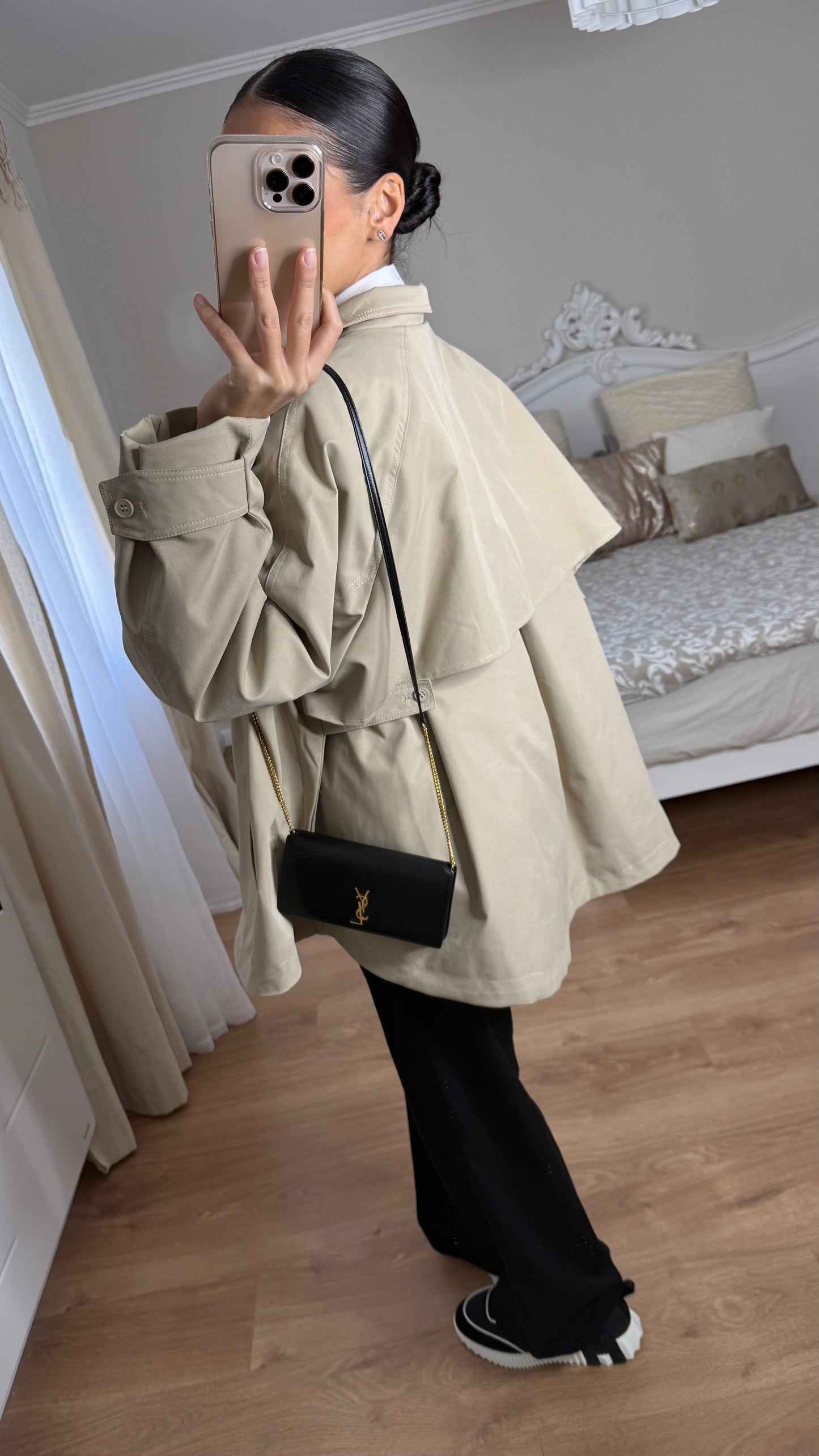 Trench parka évasé crème