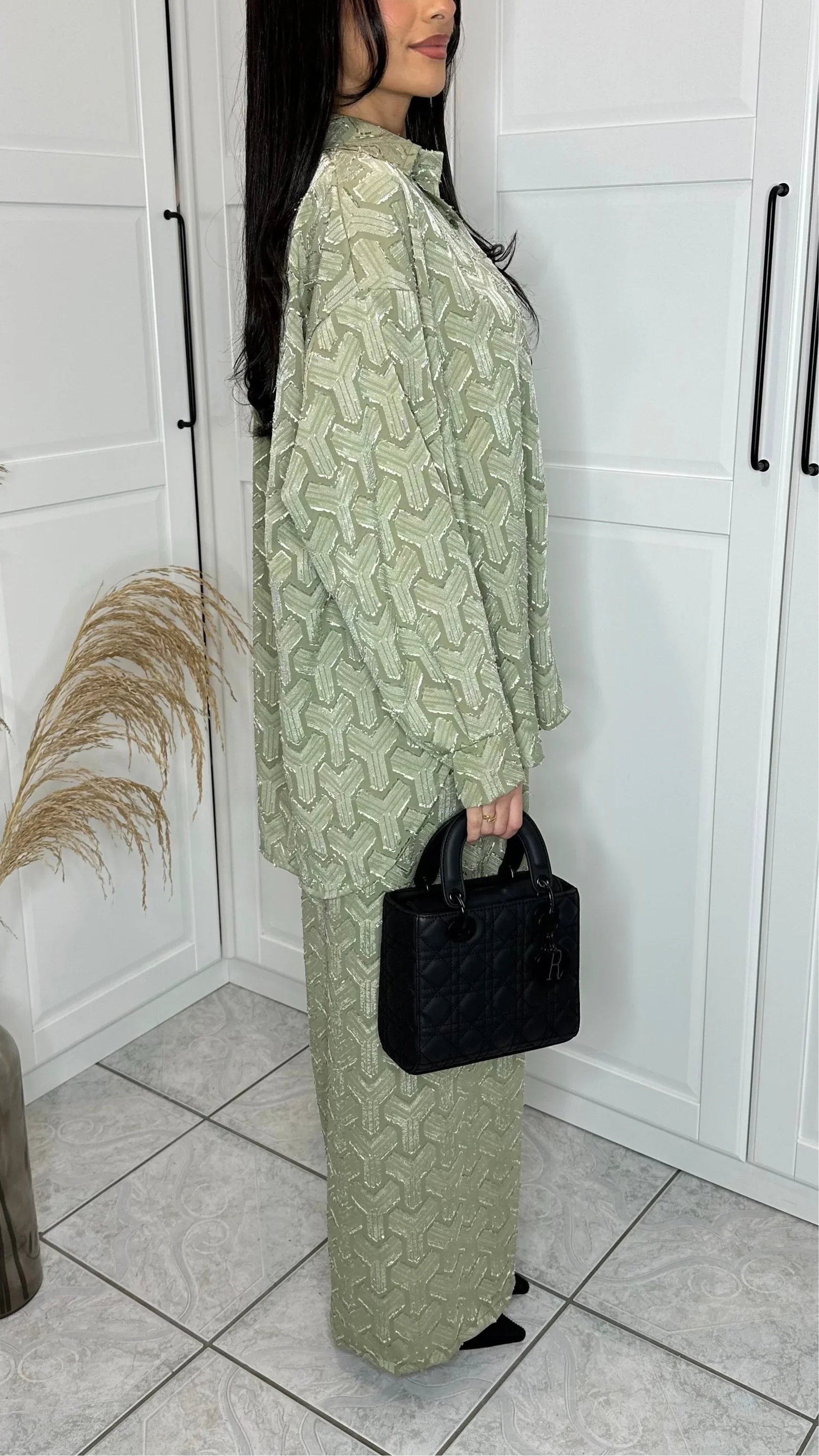 Ensemble Alya Vert – Chemise Ample & Pantalon Fluide - SAÏRYS