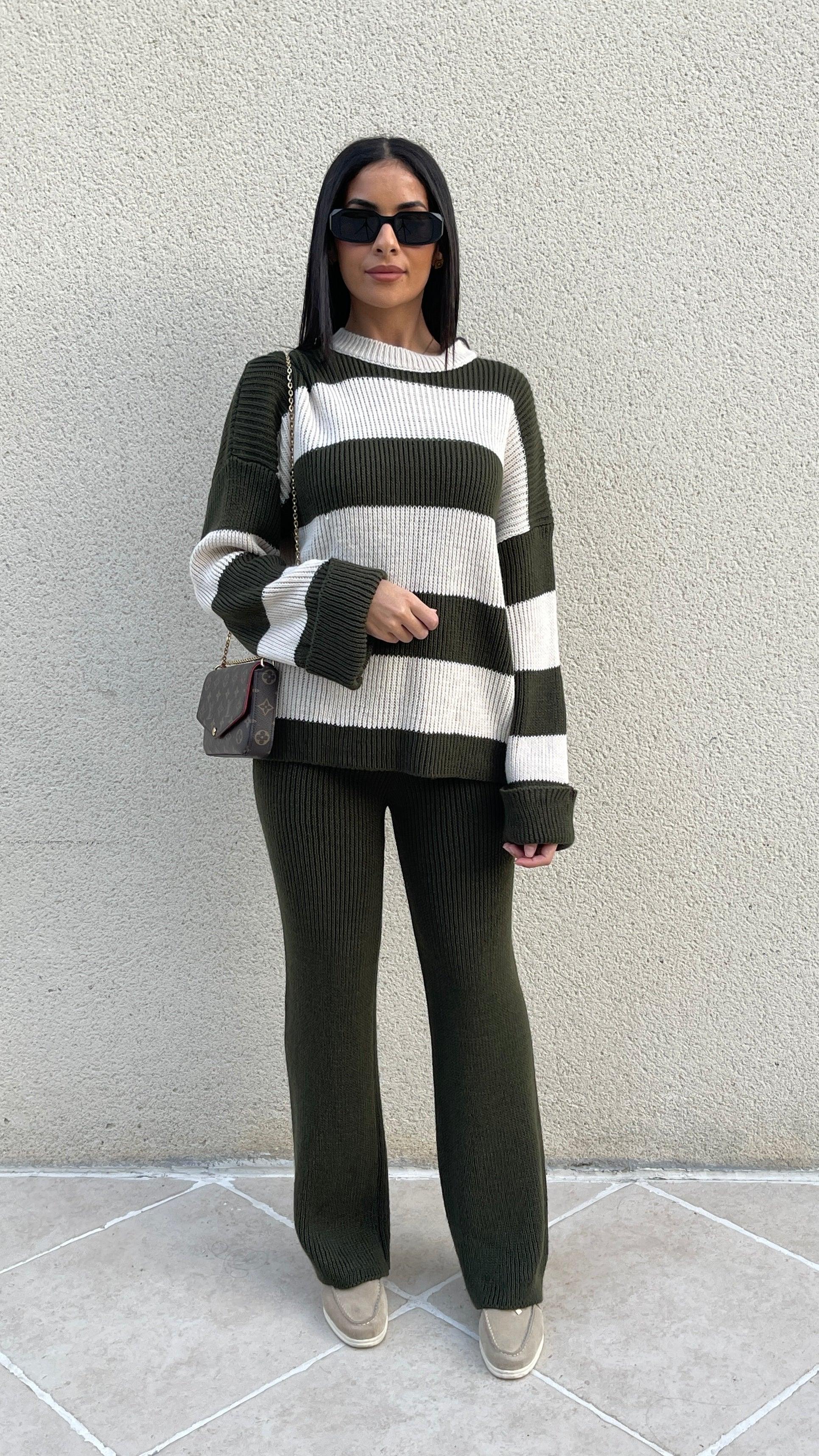 Ensemble à rayure Kaki - SAÏRYS