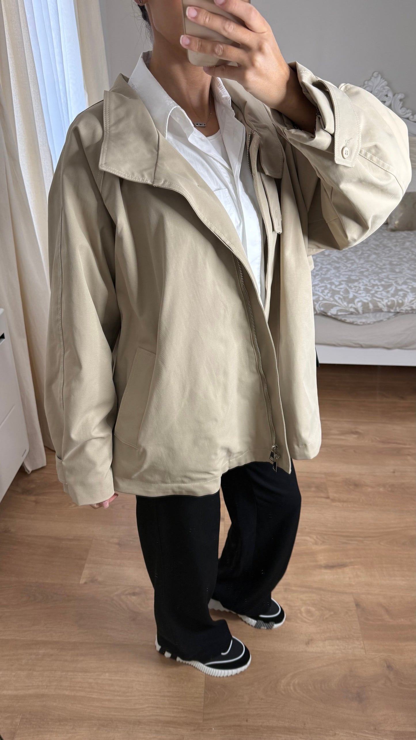 Trench parka évasé crème SAÏRYS