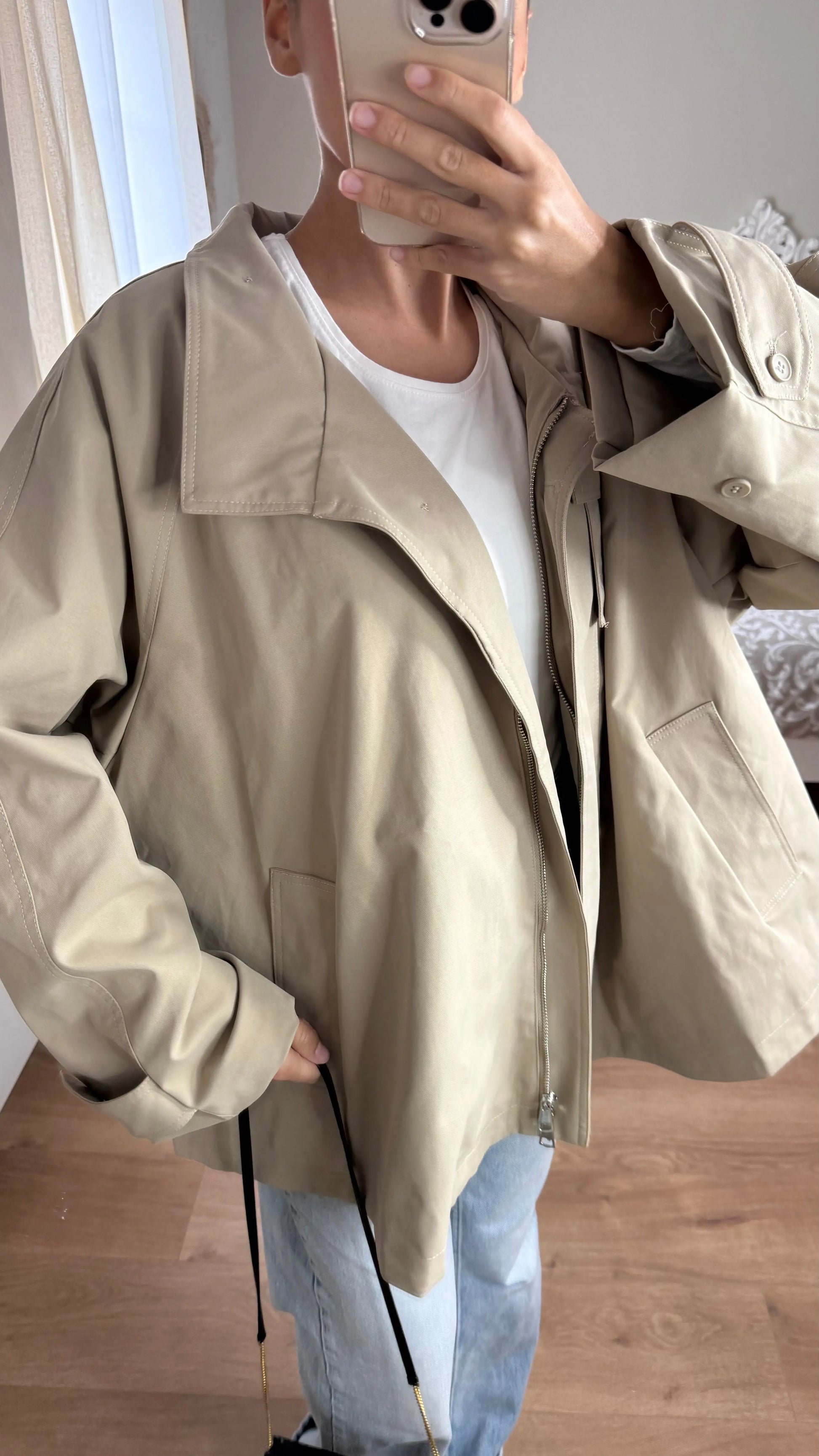 Trench parka évasé crème SAÏRYS