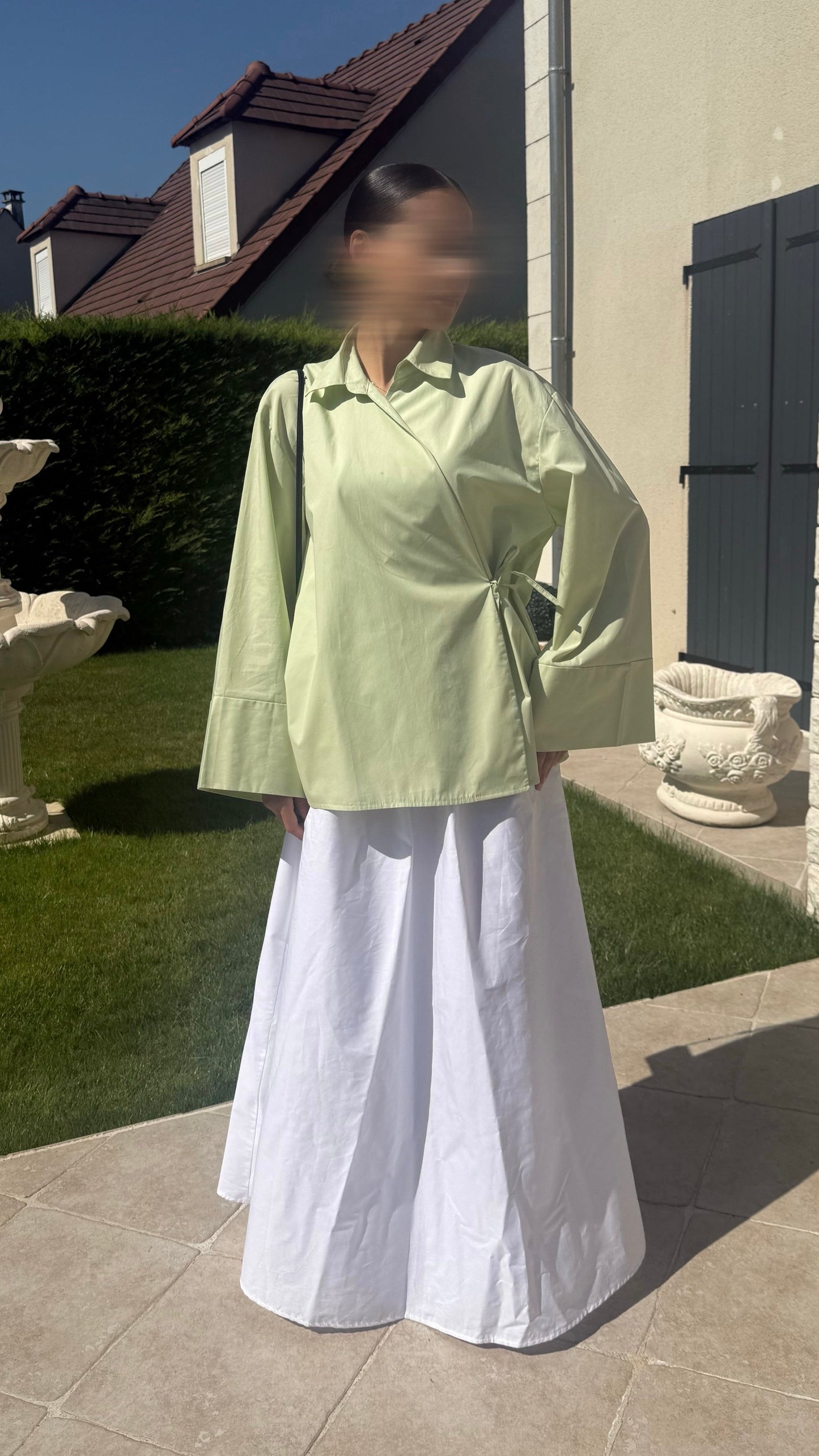 Chemise Cache-Cœur Verte — Élégance Modeste & Intemporelle SAÏRYS