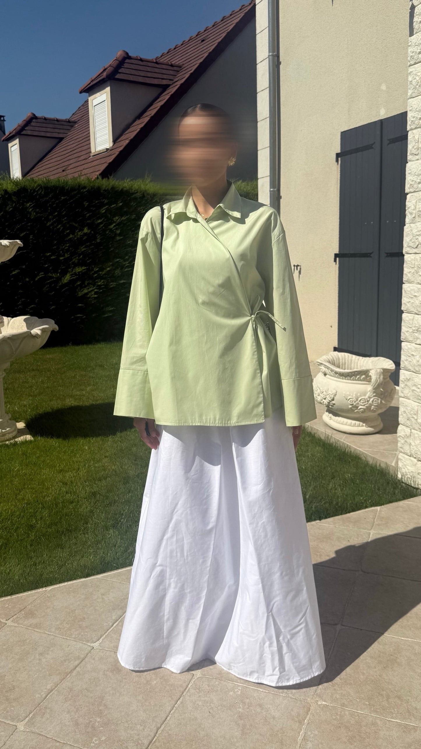Chemise Cache-Cœur Verte — Élégance Modeste & Intemporelle SAÏRYS