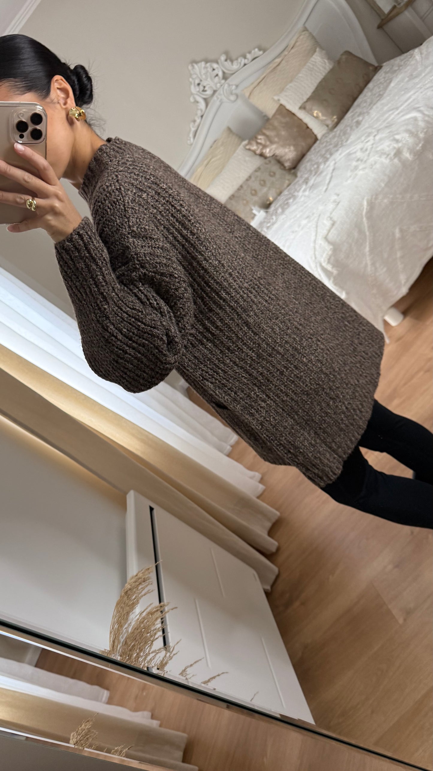 Pull long tricot choco