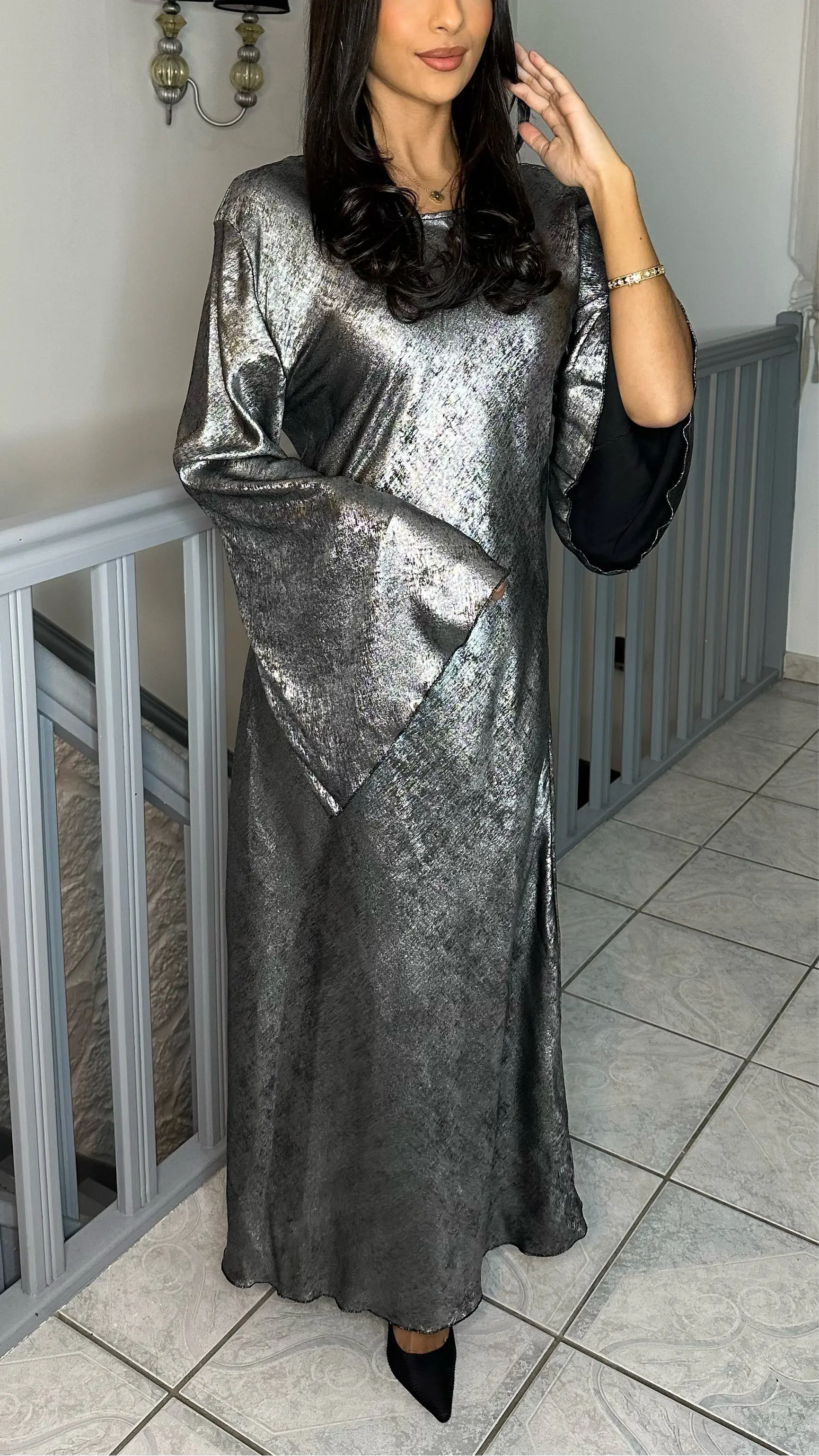 Robe scintillante argenté SAÏRYS