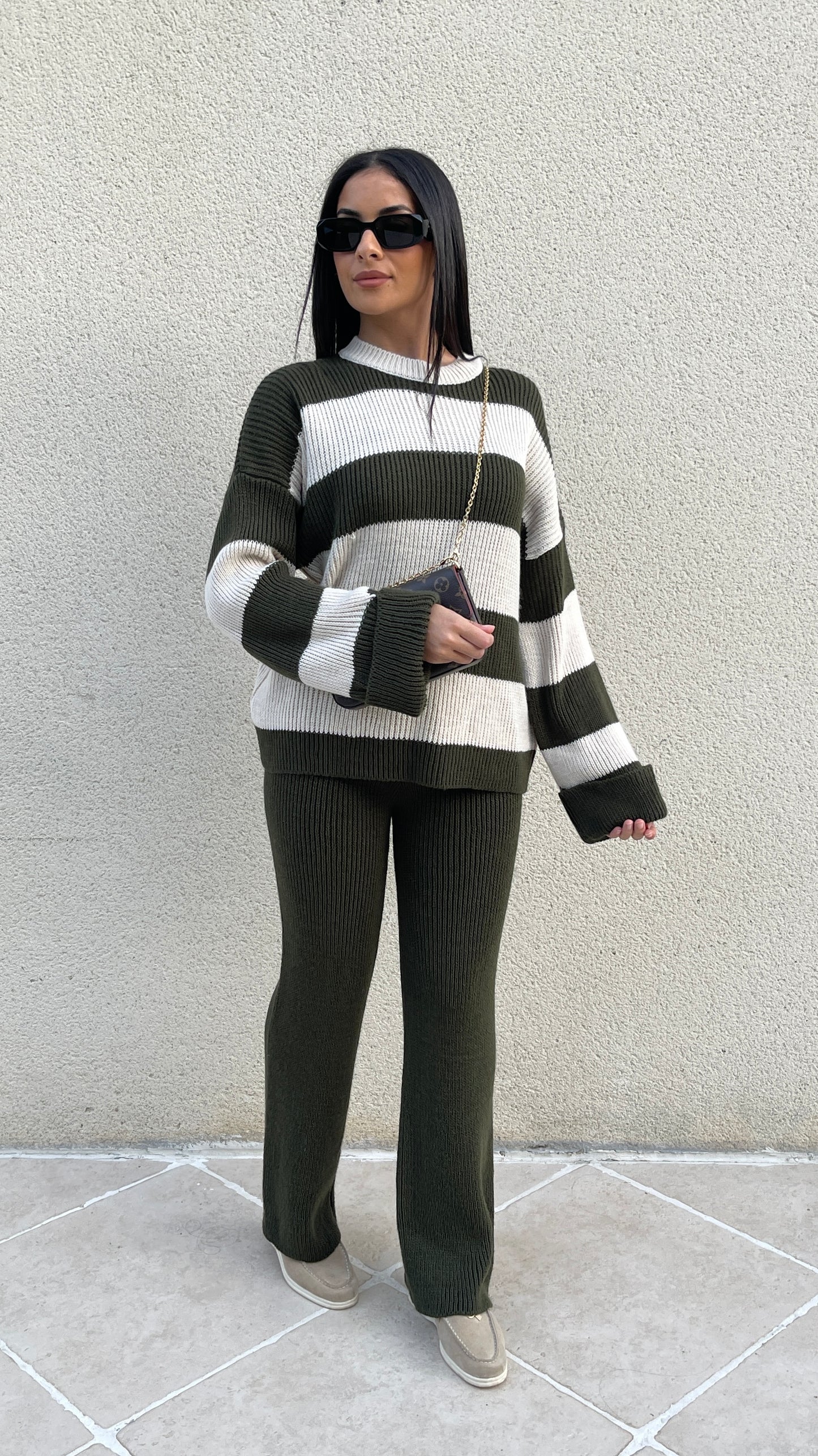 Ensemble à rayure Kaki