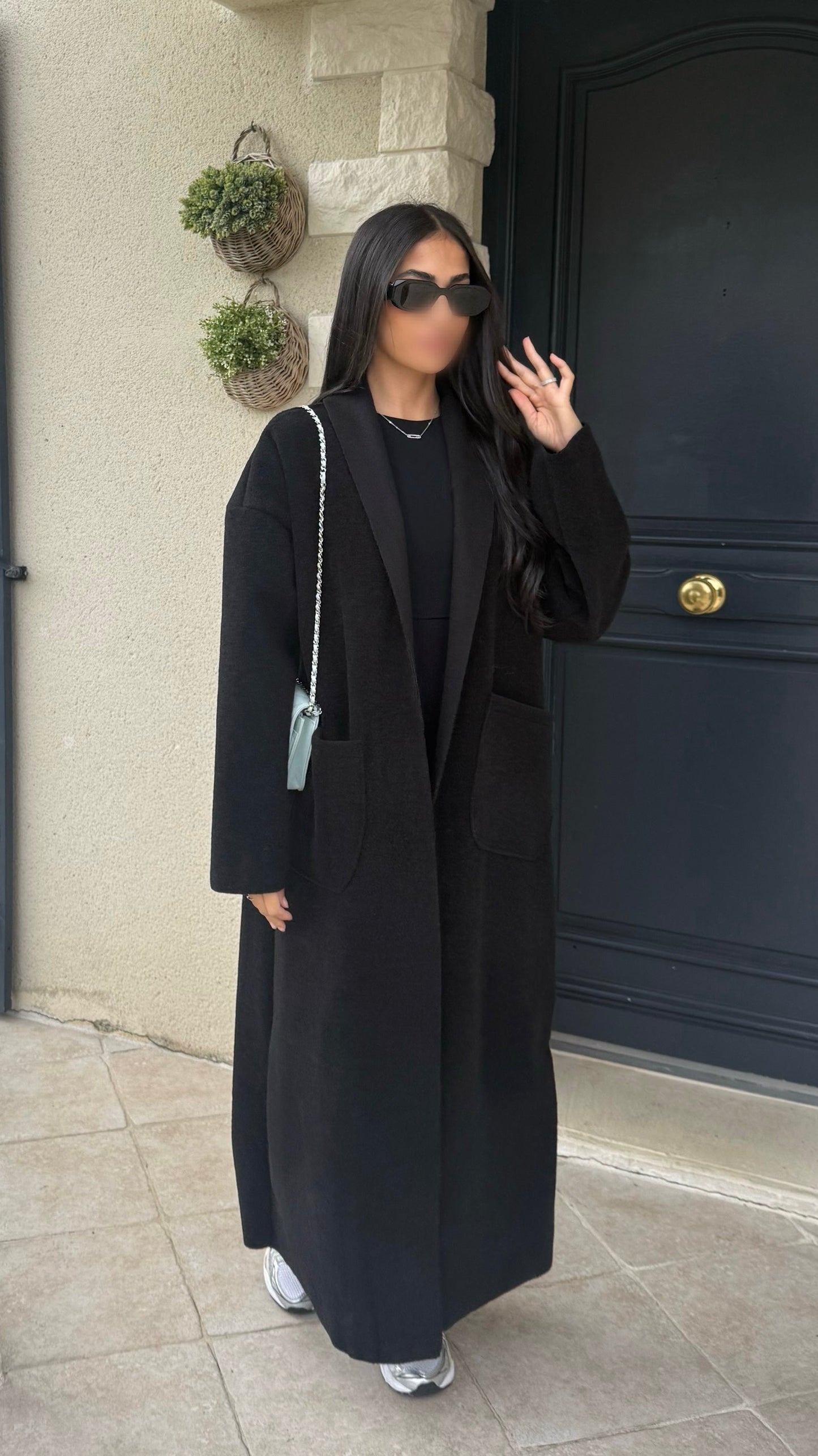 Manteau kimono long Noir SAÏRYS