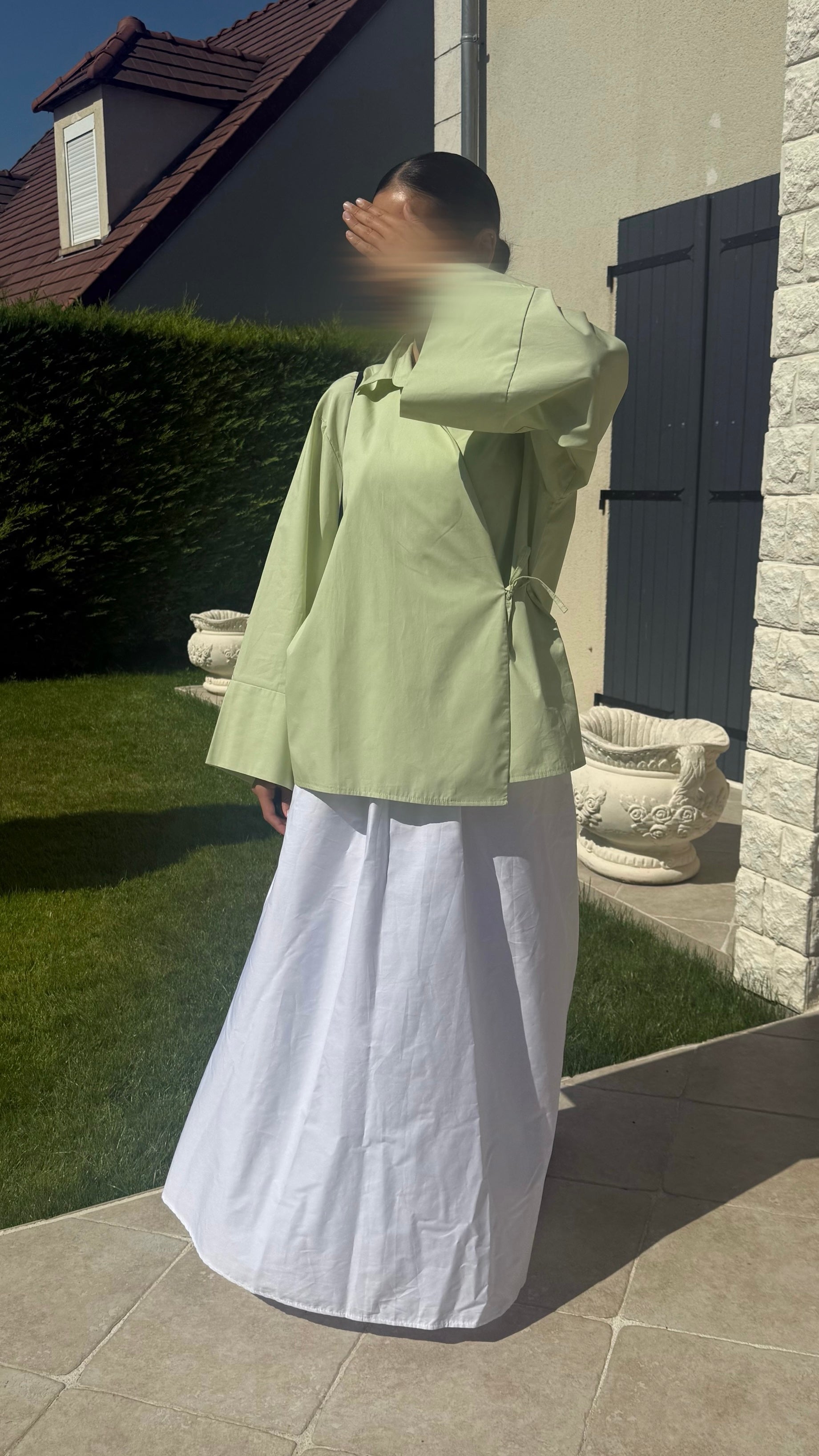 Chemise Cache-Cœur Verte — Élégance Modeste & Intemporelle SAÏRYS