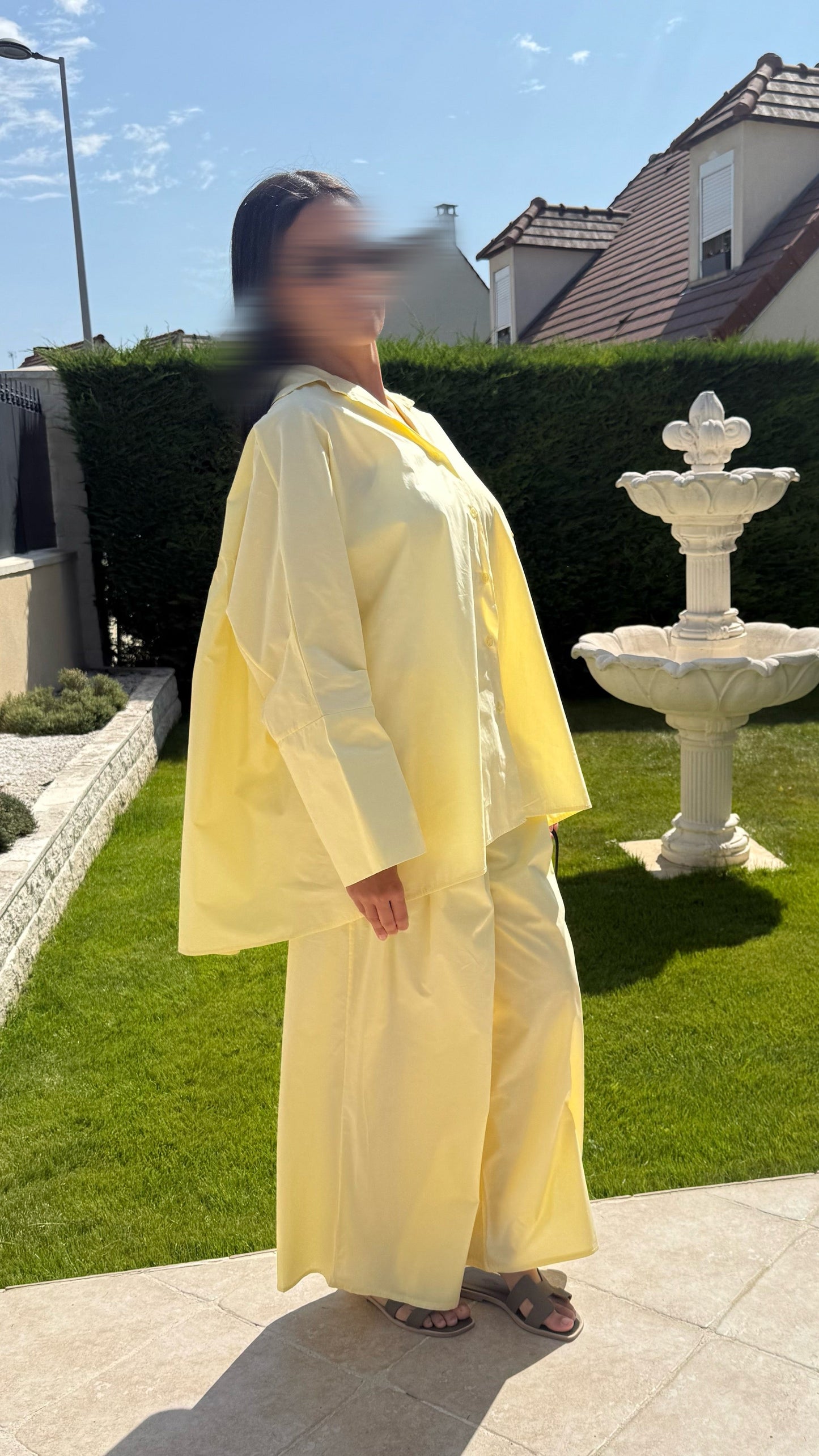Ensemble Modest Oversize Jaune – Chemise et Pantalon 100% Coton SAÏRYS
