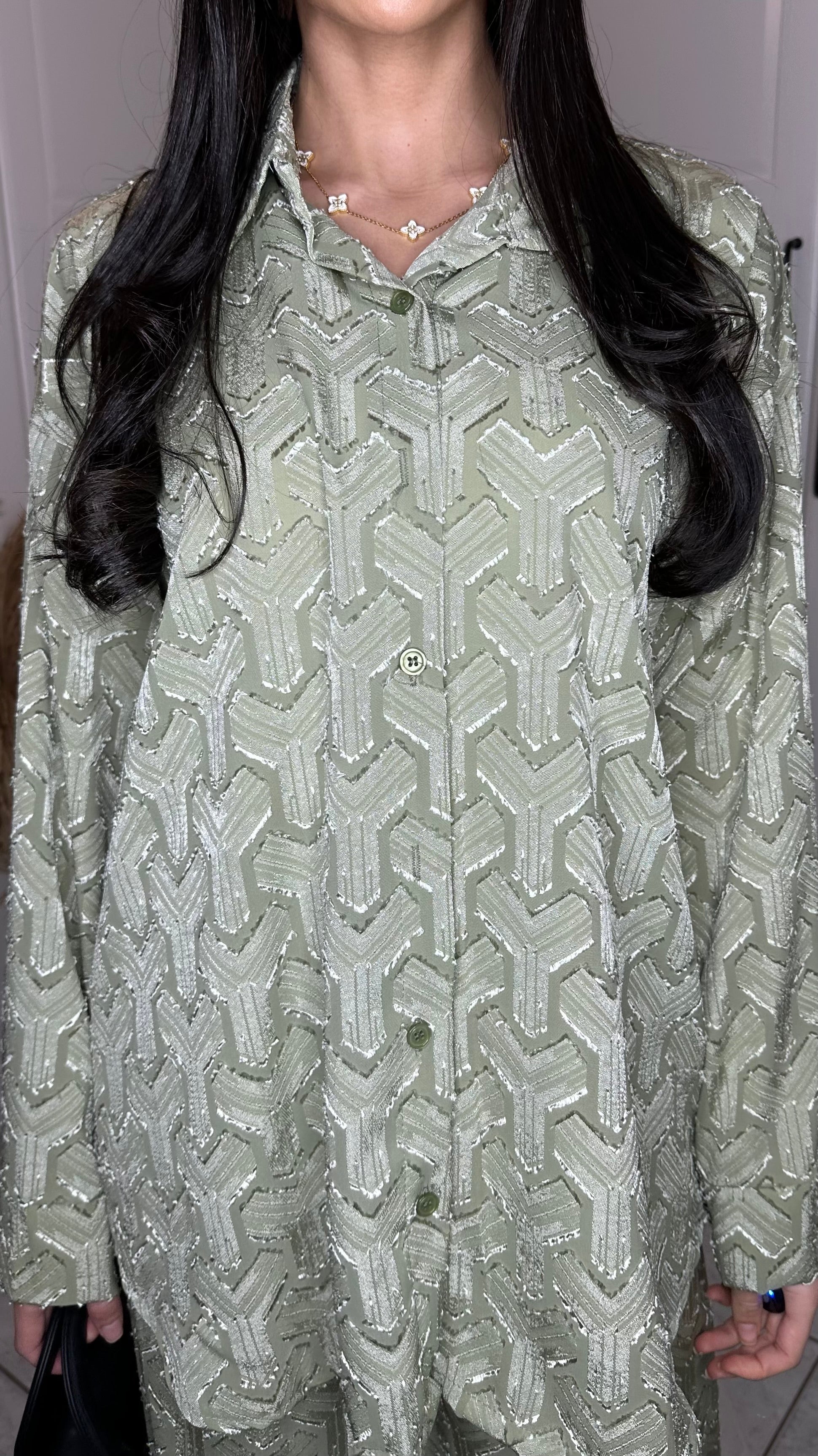 Ensemble Alya Vert – Chemise Ample & Pantalon Fluide SAÏRYS