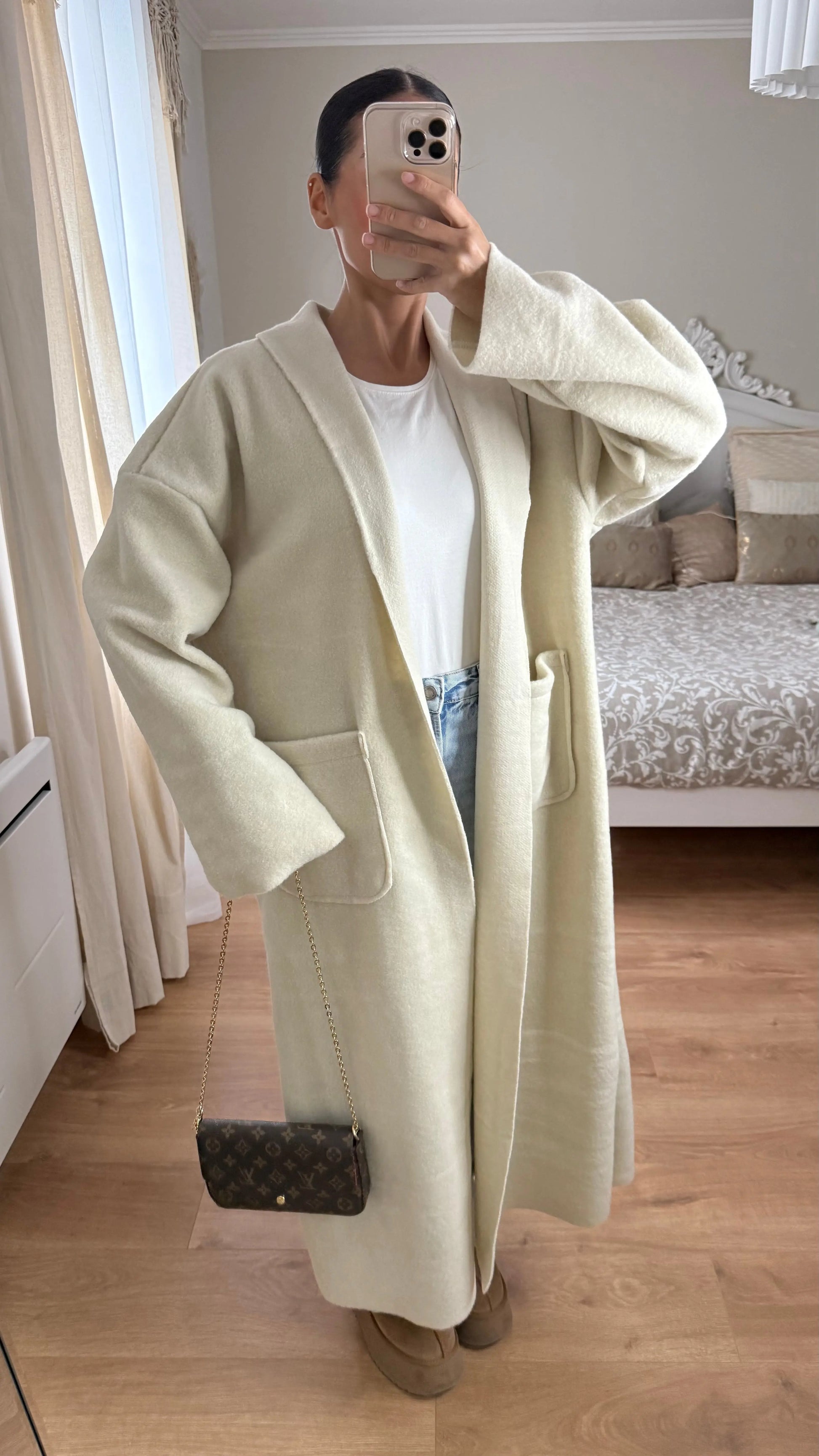 Manteau kimono long Beige SAÏRYS