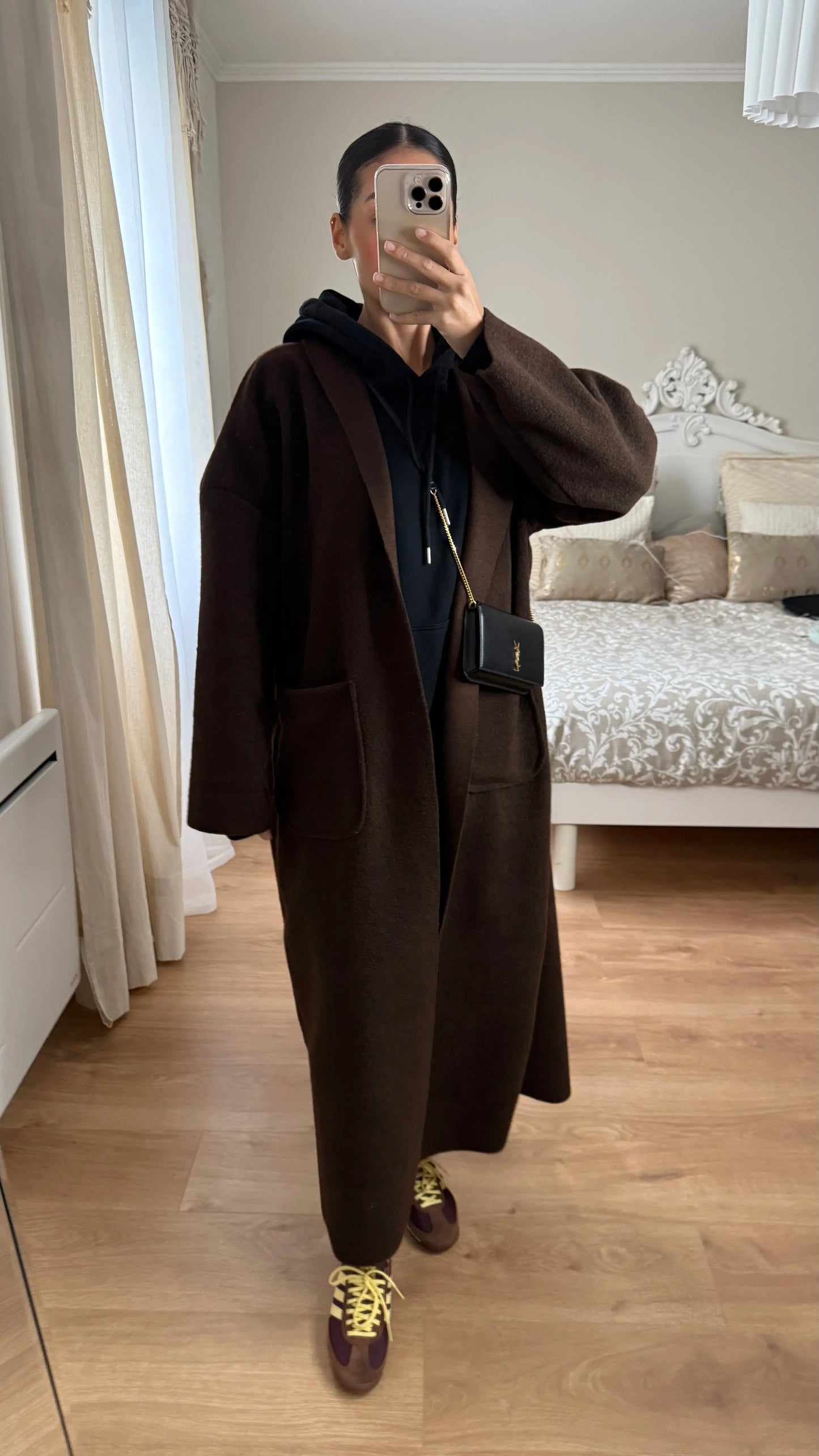 Manteau kimono long marron bordeaux SAÏRYS