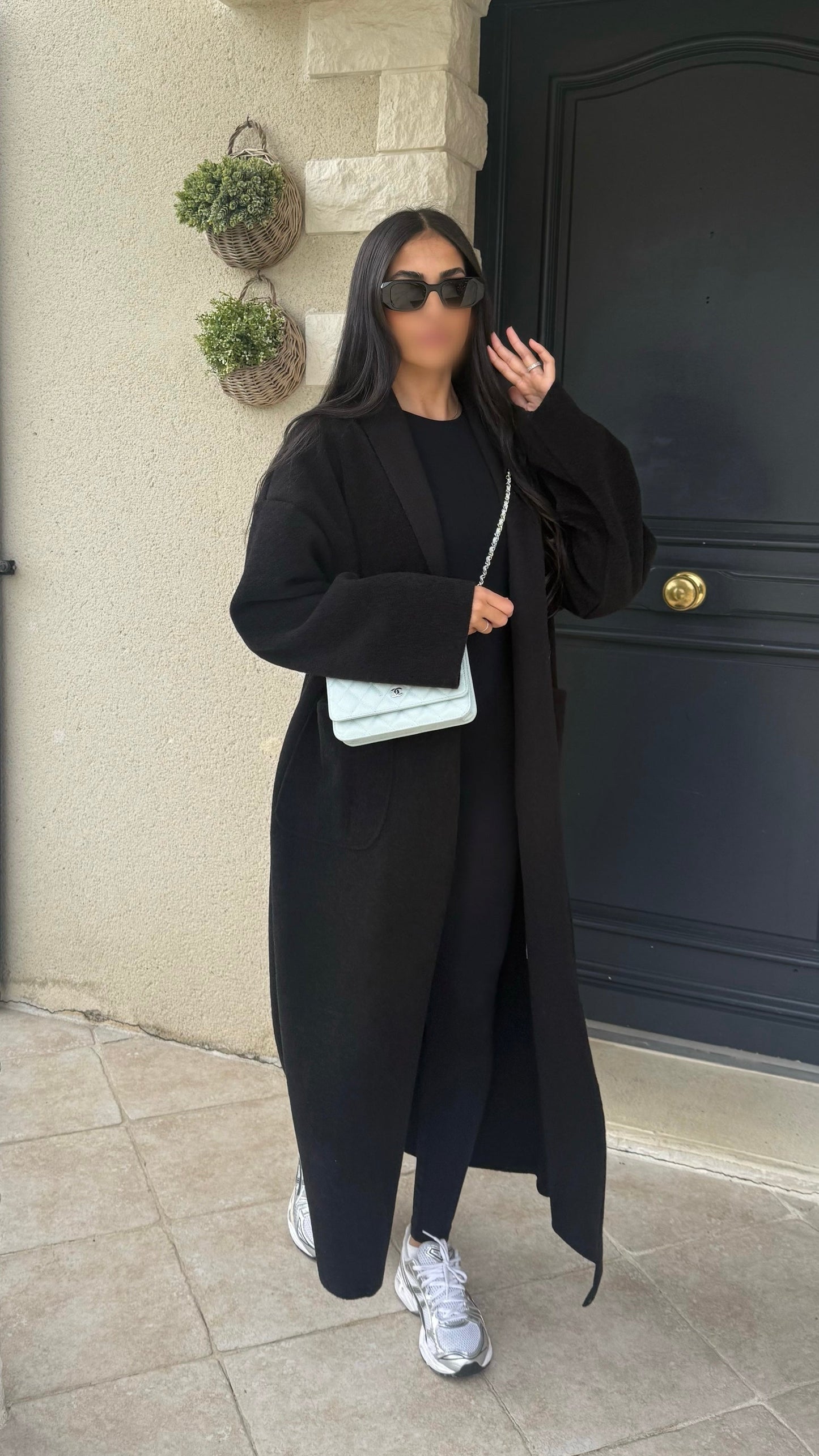 Manteau kimono long Noir SAÏRYS