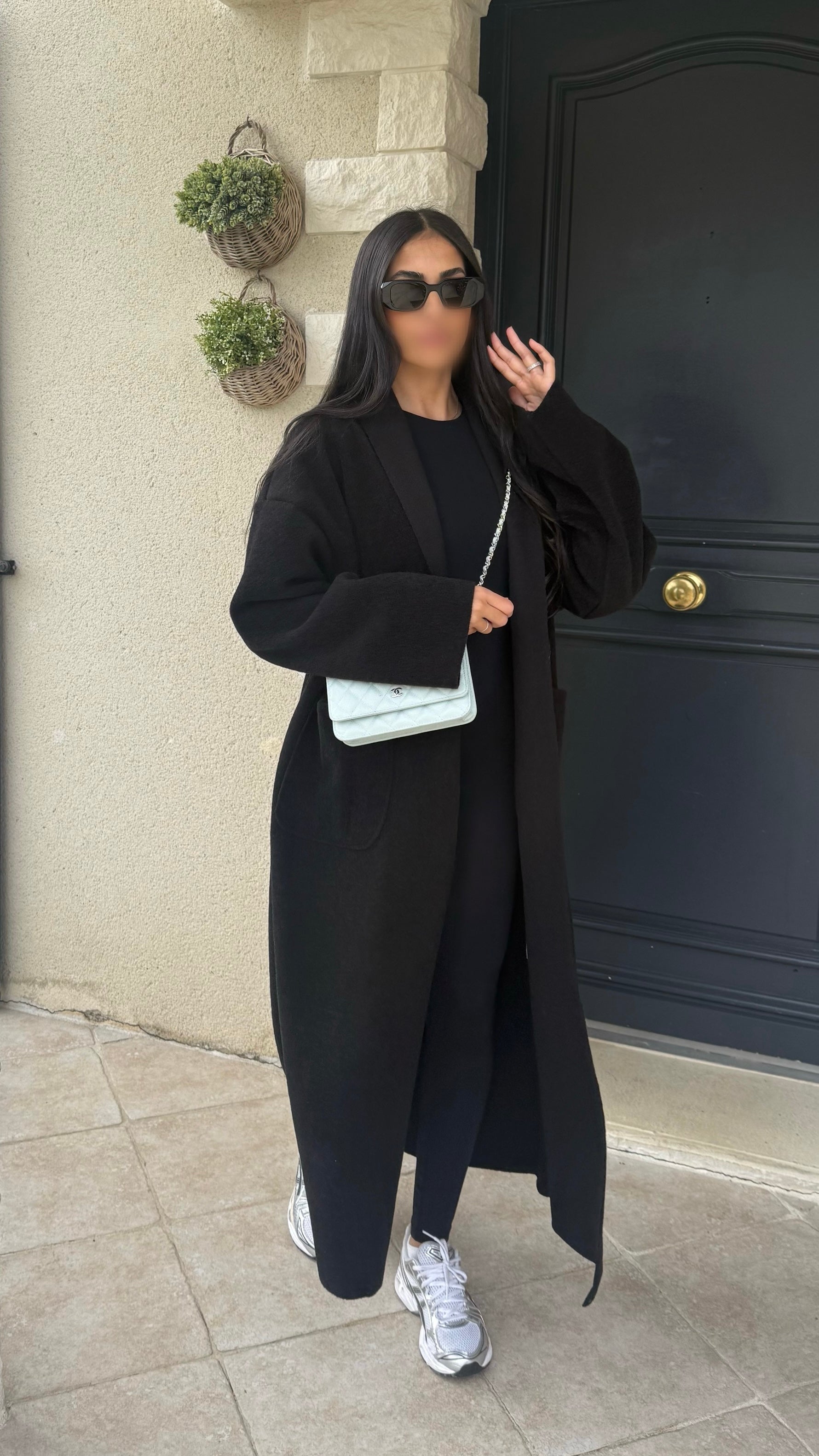 Manteau kimono long Noir SAÏRYS