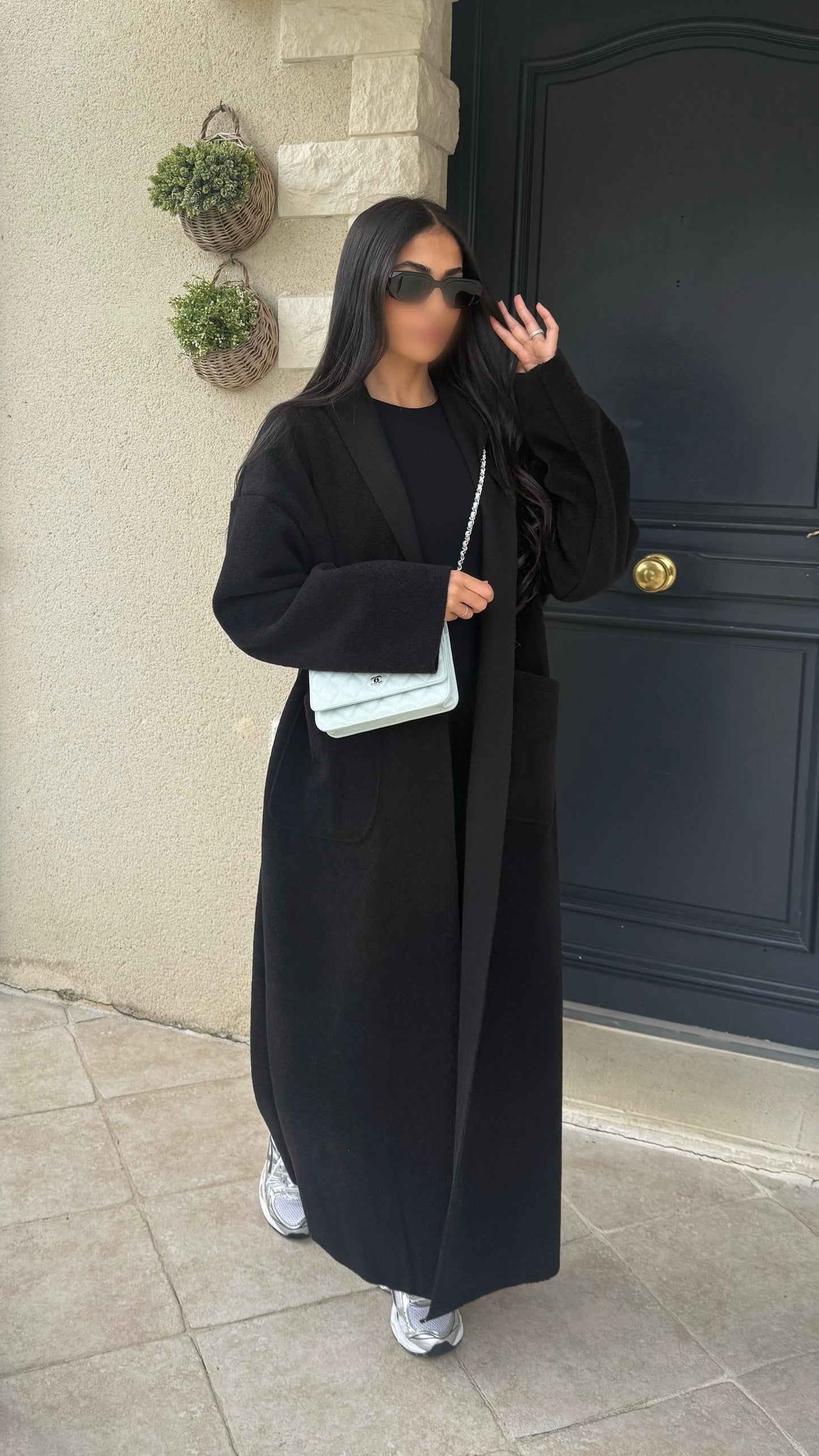 Manteau kimono long Noir SAÏRYS