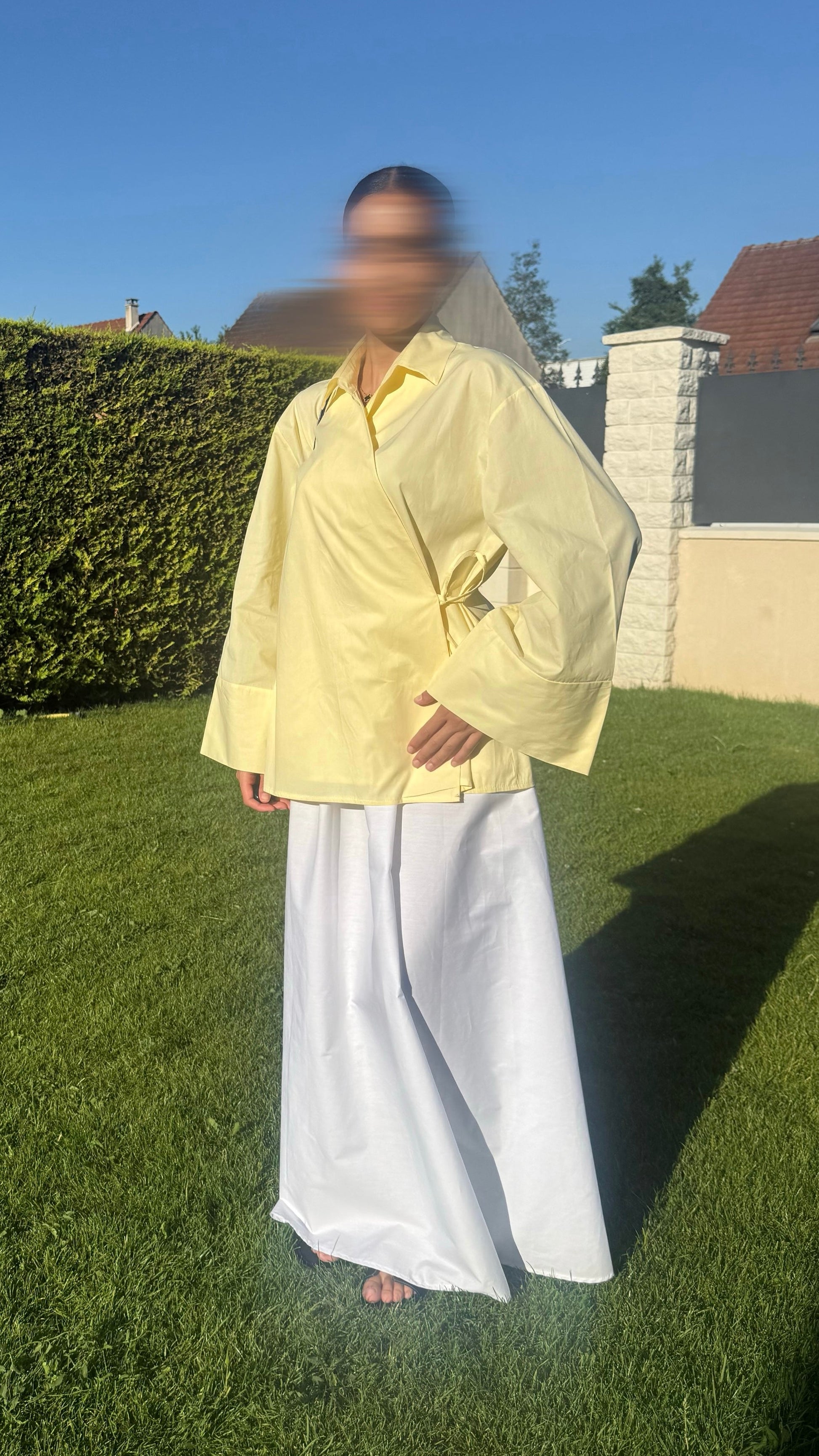 Chemise Cache-Cœur Jaune — Élégance Modeste & Intemporelle SAÏRYS