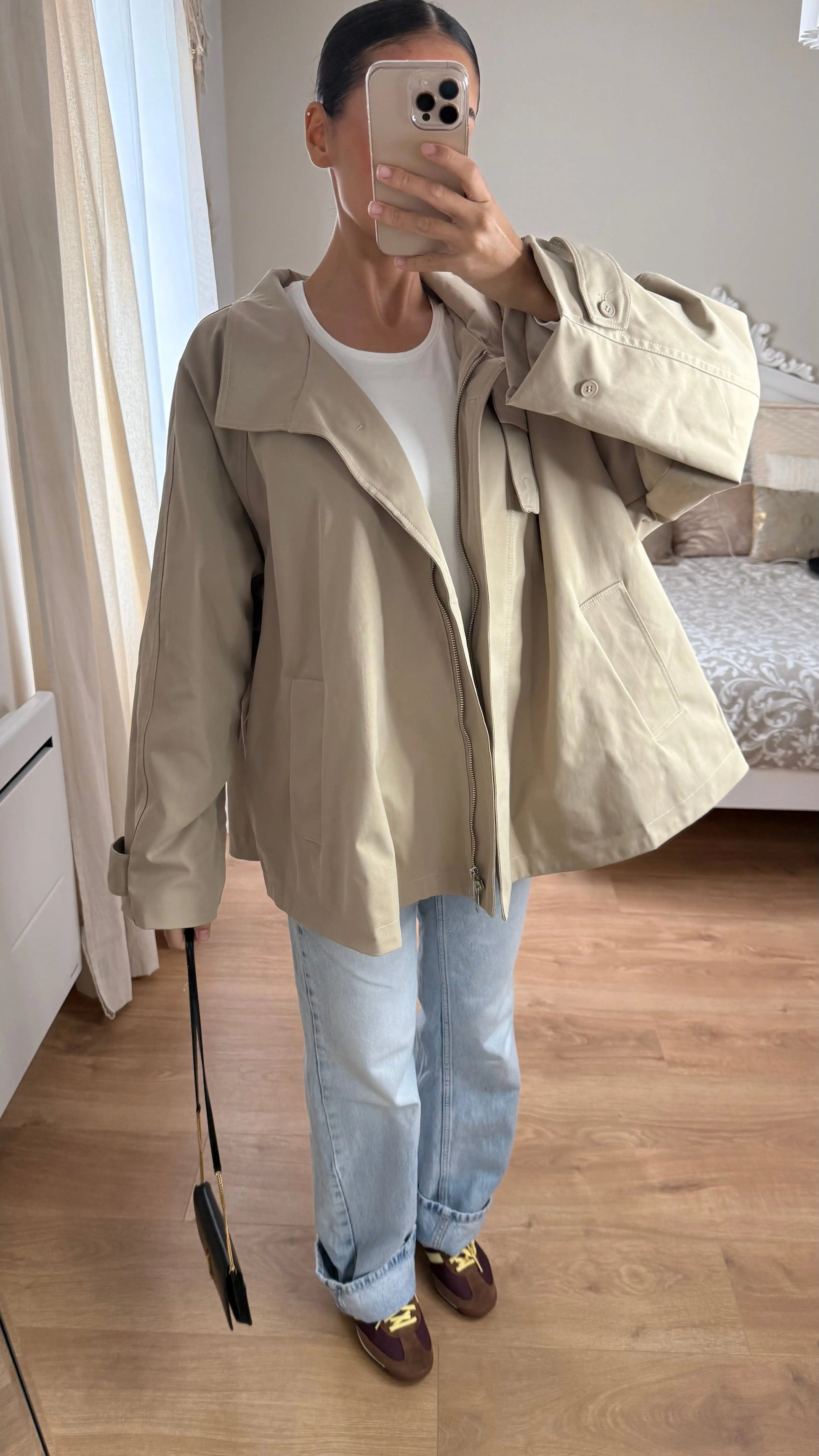 Trench parka évasé crème SAÏRYS