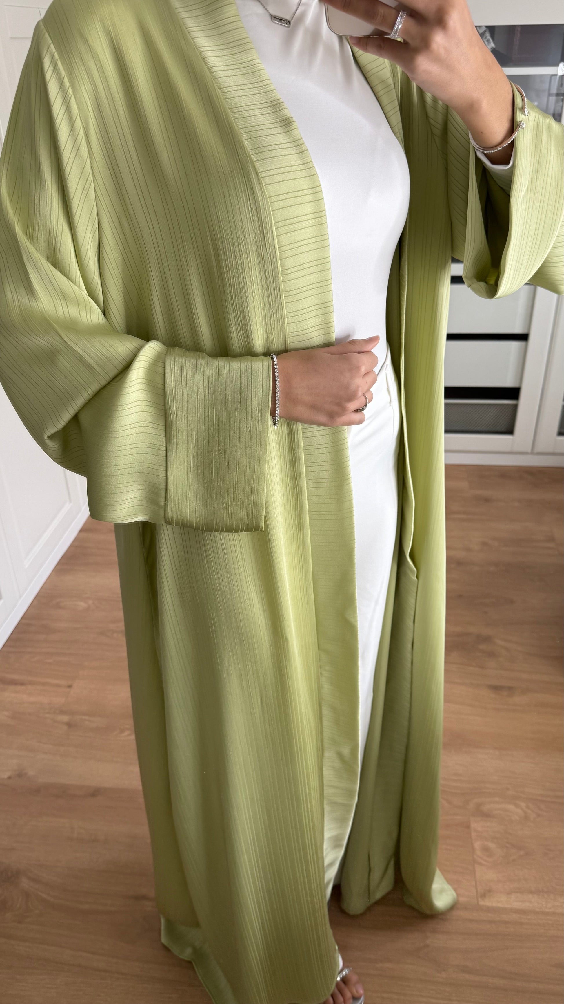 Kimono à rayure vert SAÏRYS