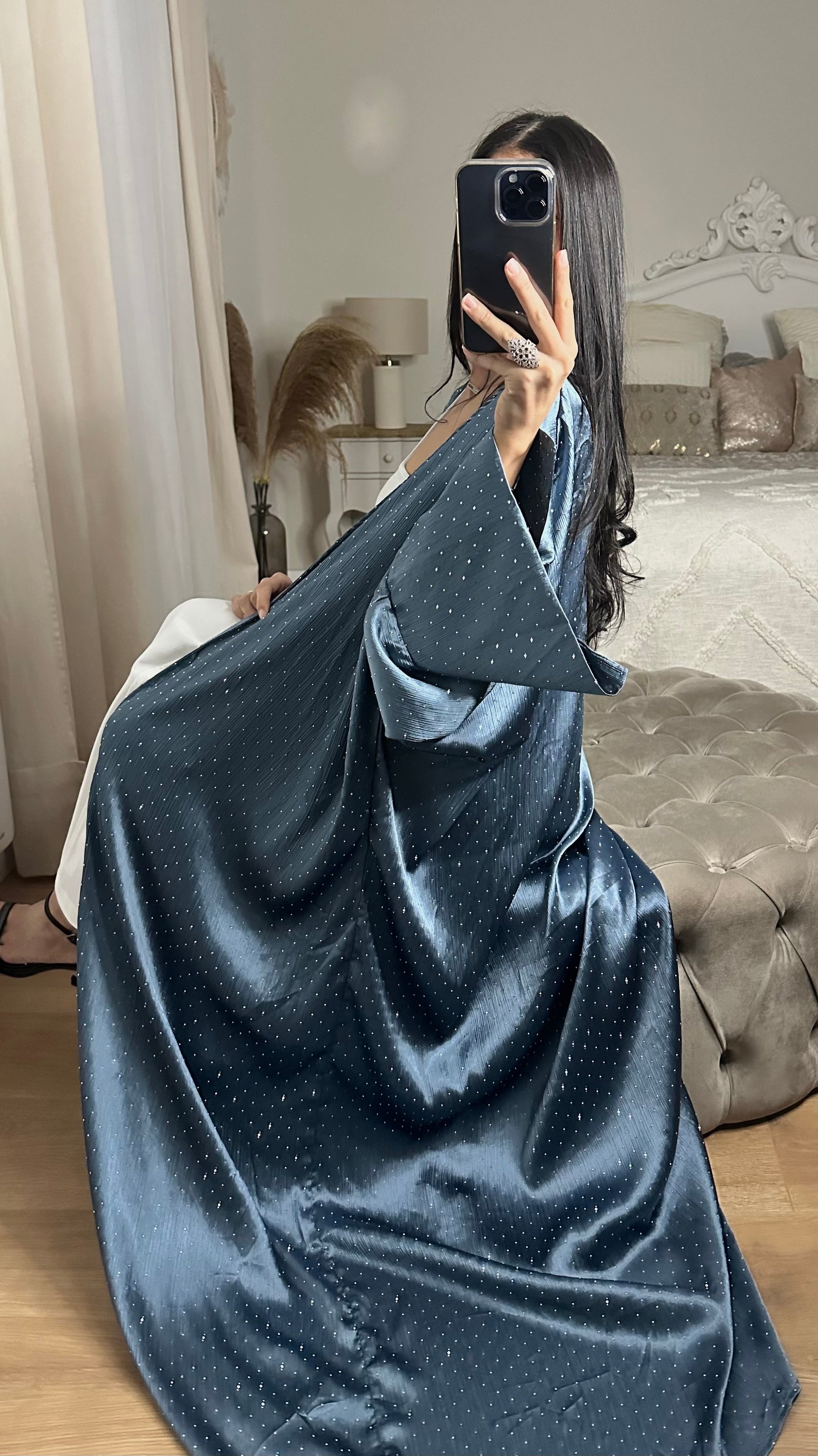 Kimono pailleté bleu ciel SAÏRYS