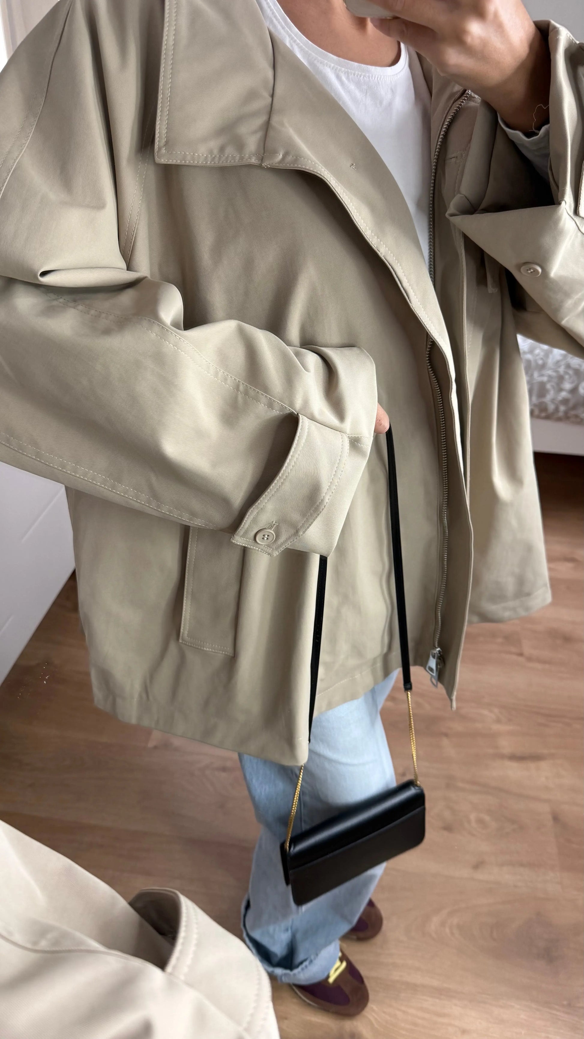 Trench parka évasé crème SAÏRYS