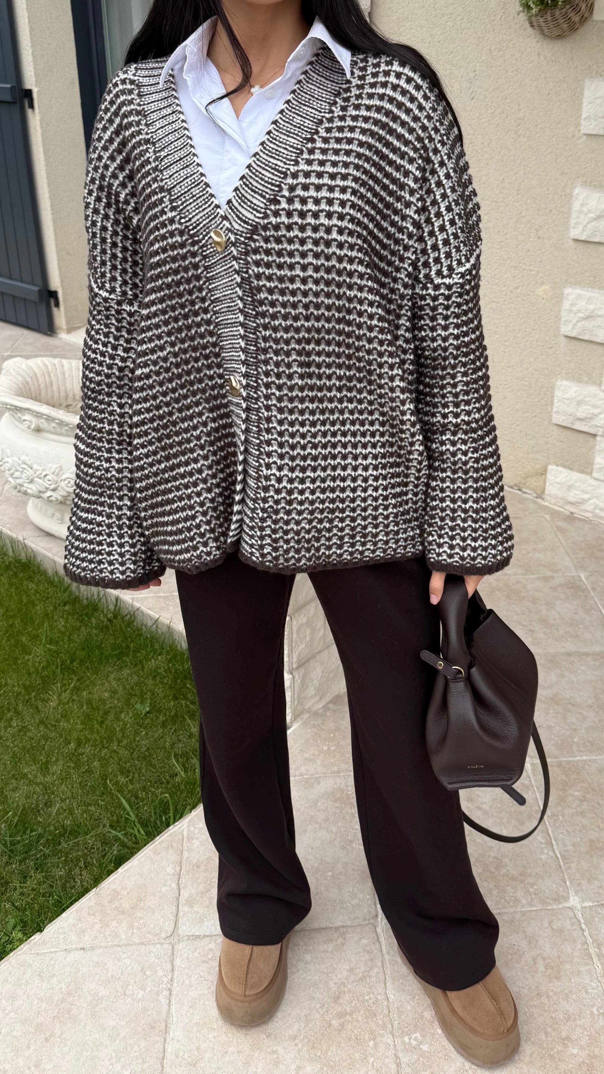 Pull Gilet Long Beige et Choco SAÏRYS