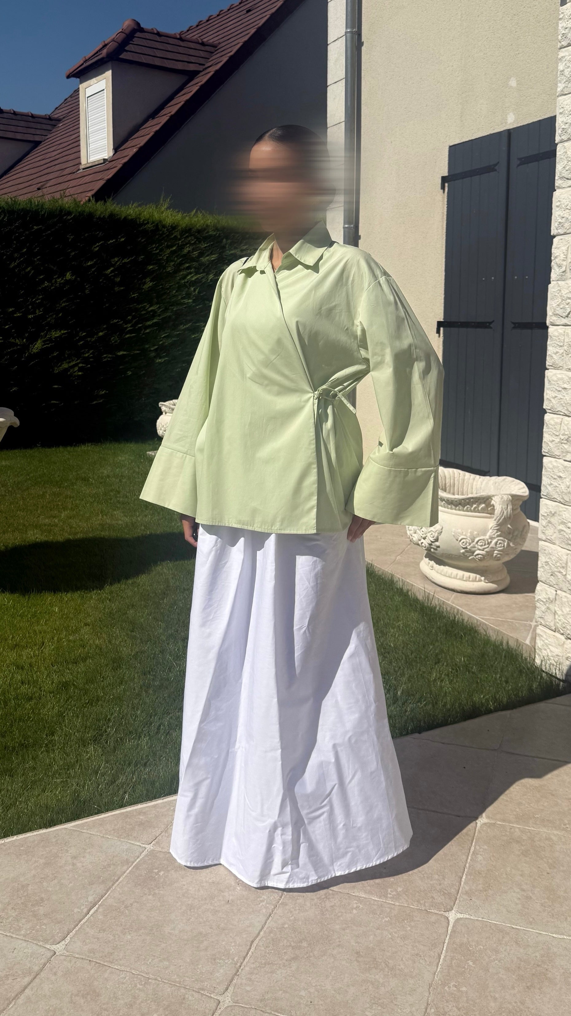 Chemise Cache-Cœur Verte — Élégance Modeste & Intemporelle SAÏRYS