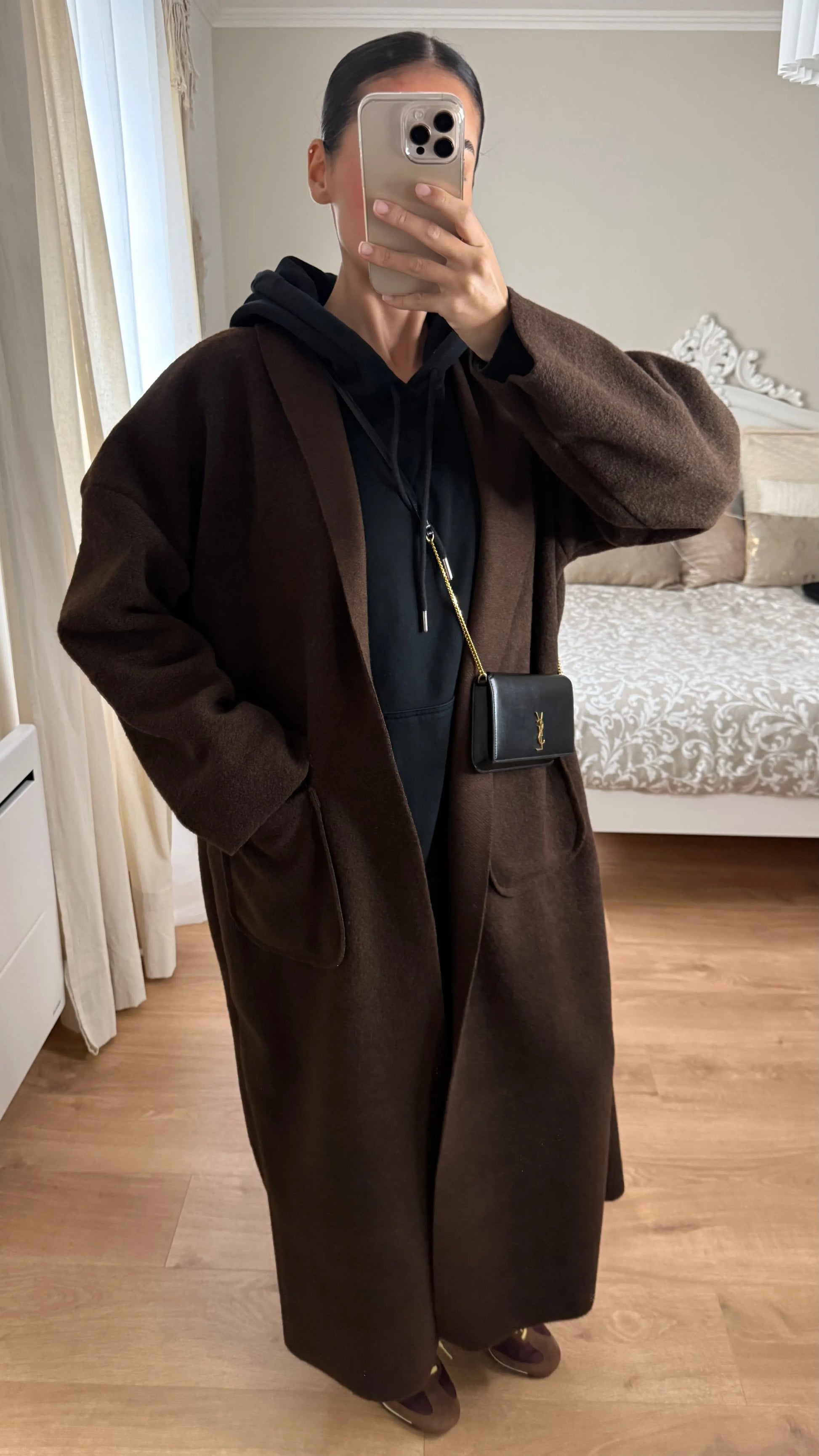 Manteau kimono long marron bordeaux SAÏRYS
