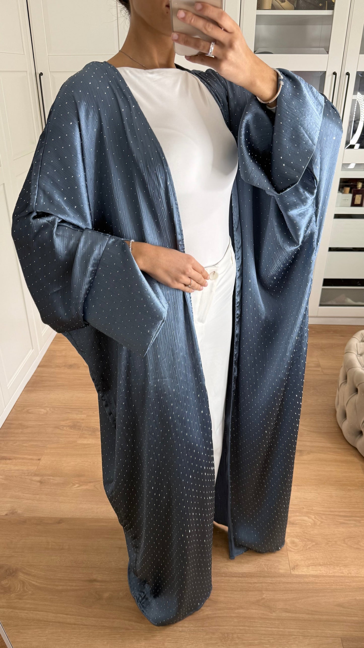 Kimono pailleté bleu ciel SAÏRYS