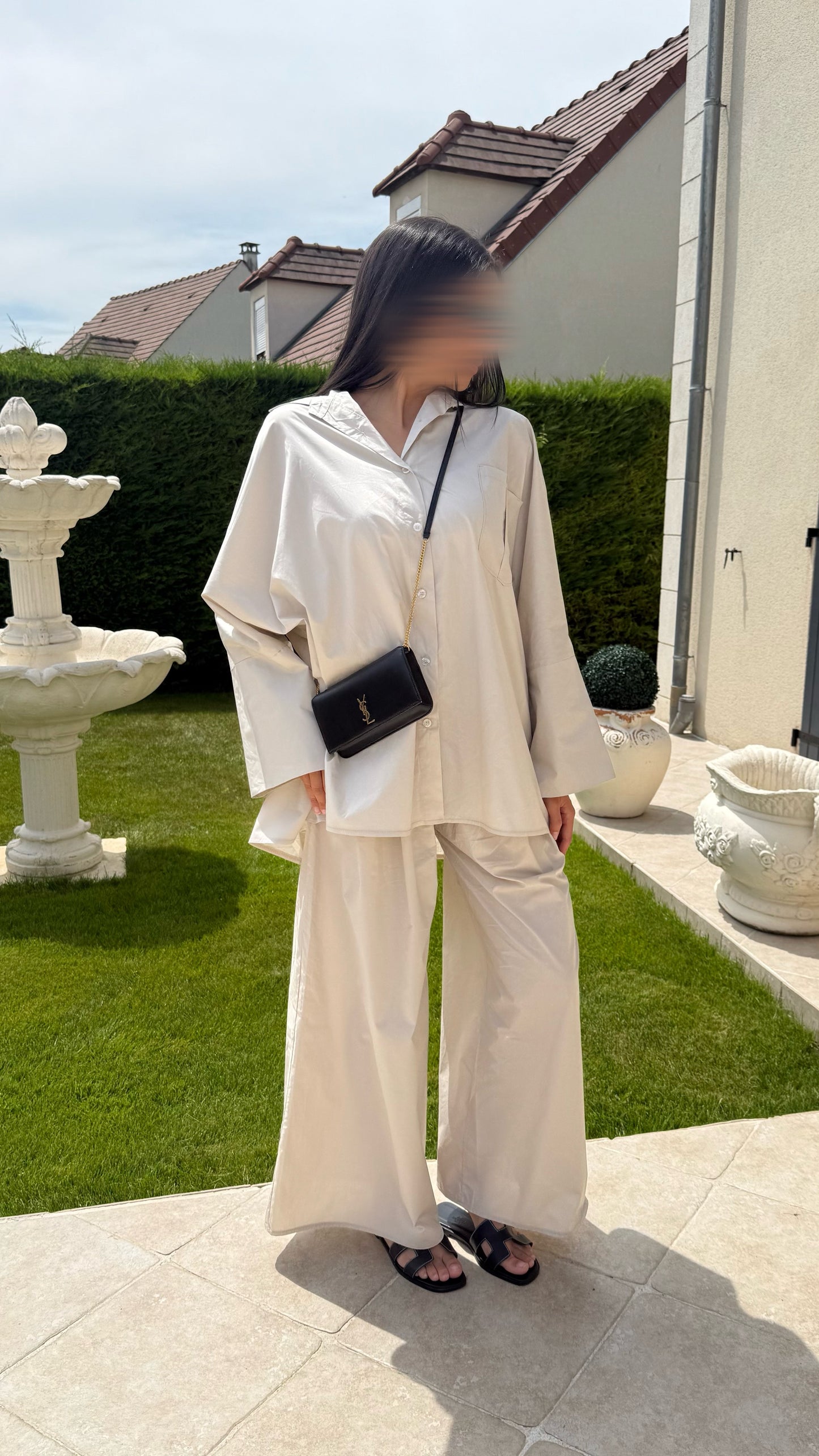 Ensemble Modest Oversize Crème – Chemise et Pantalon 100% Coton