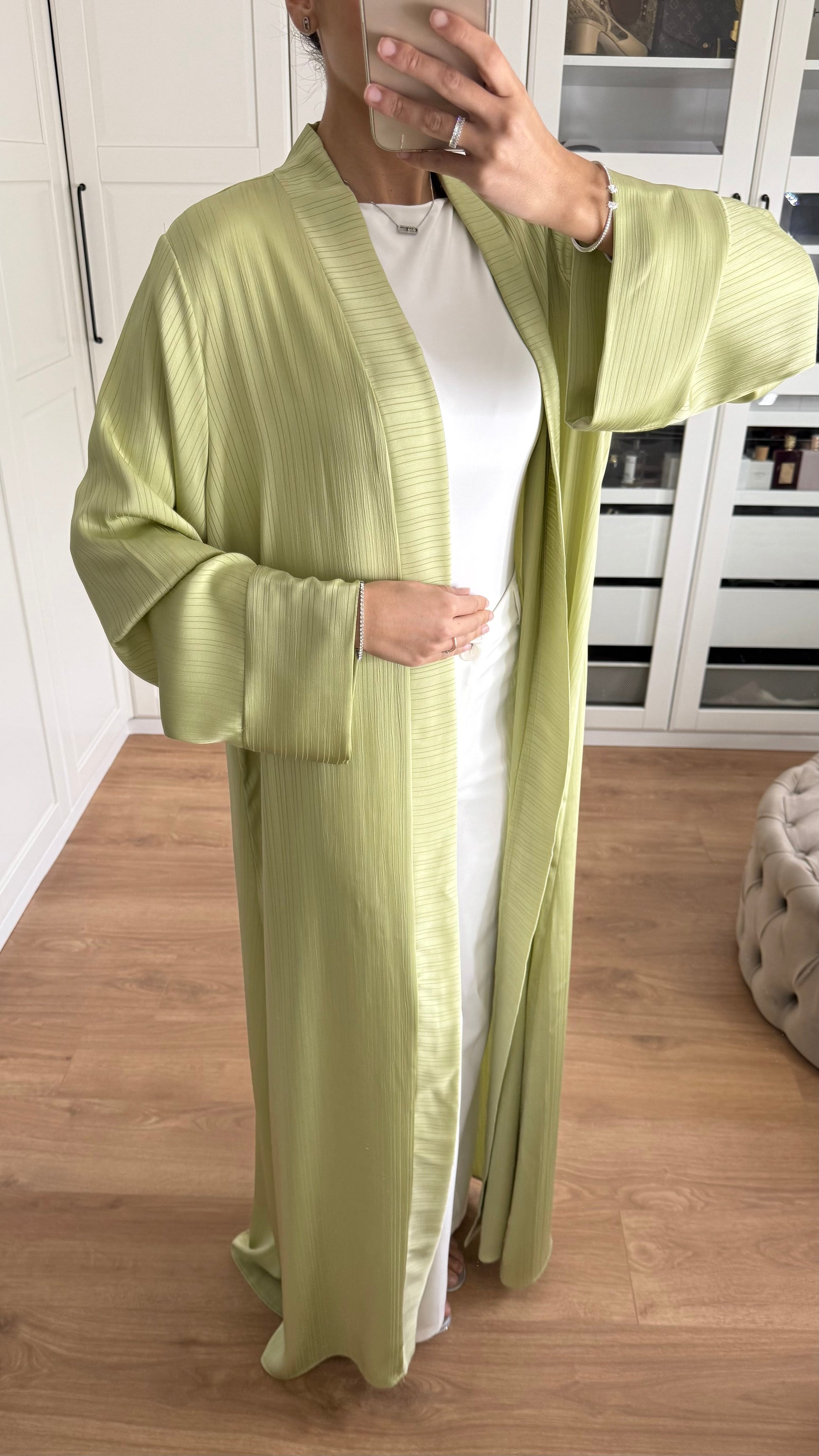 Kimono à rayure vert SAÏRYS