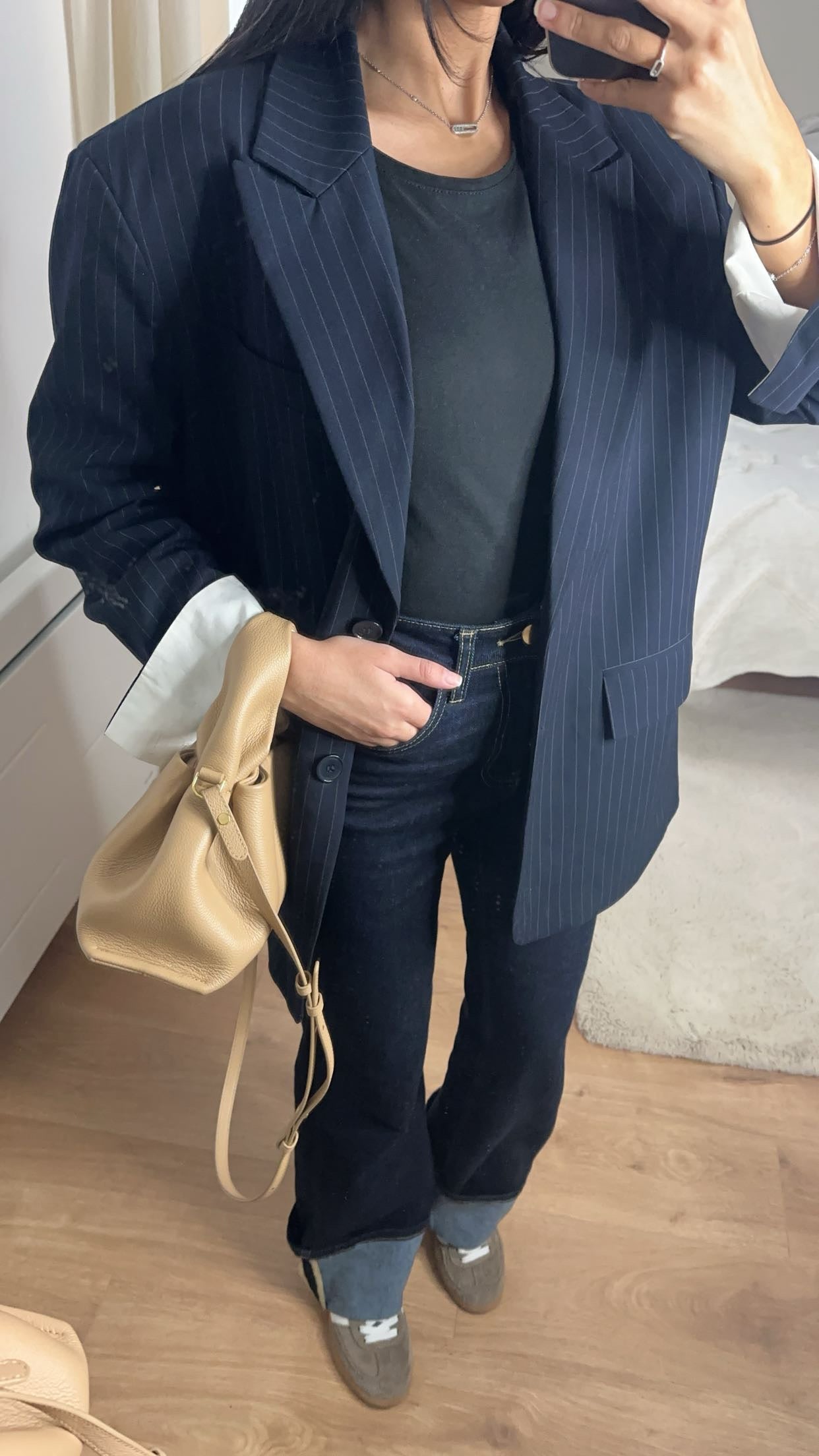 Jean brut bleu taille haute à revers SAÏRYS