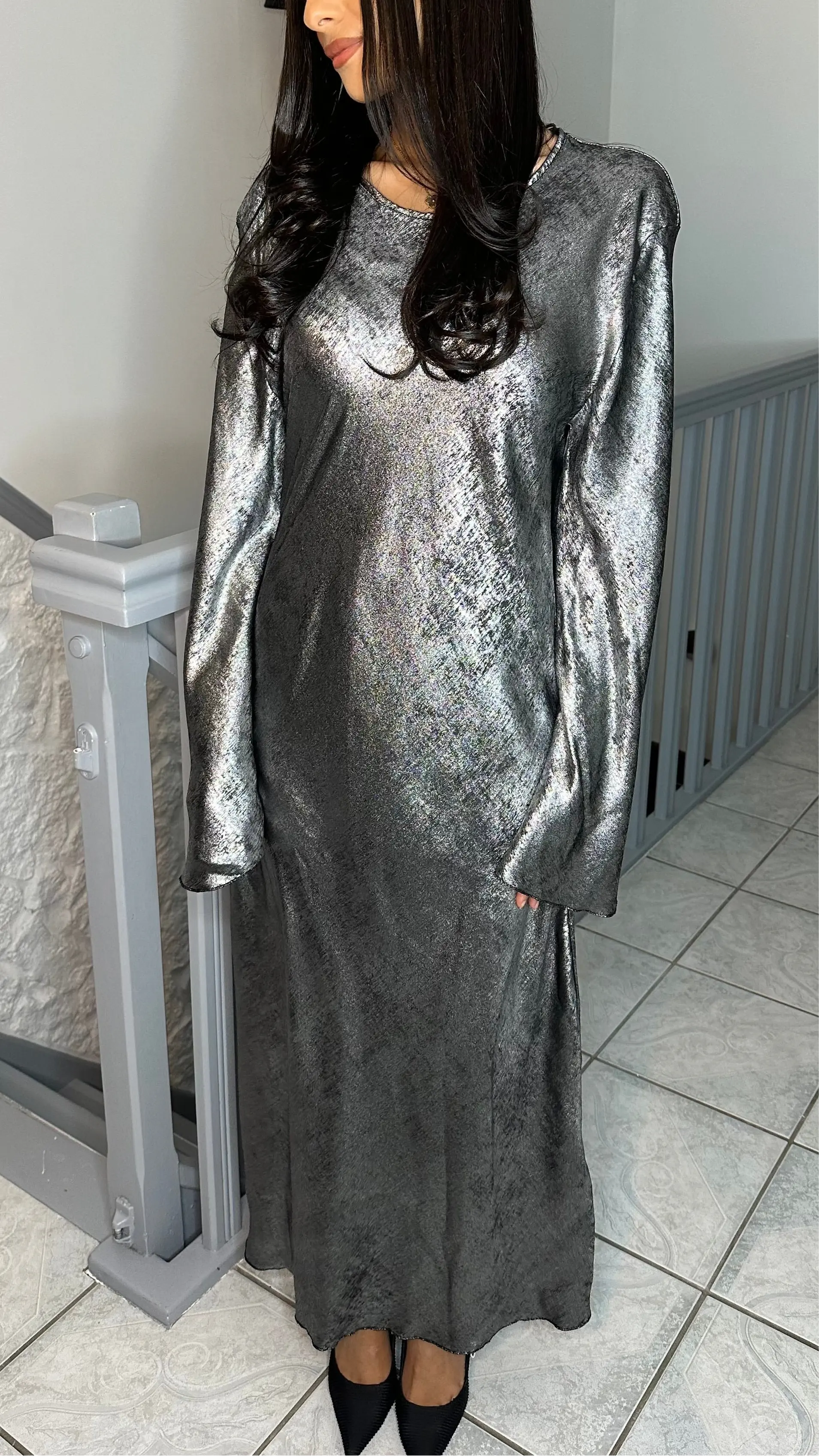 Robe scintillante argenté SAÏRYS