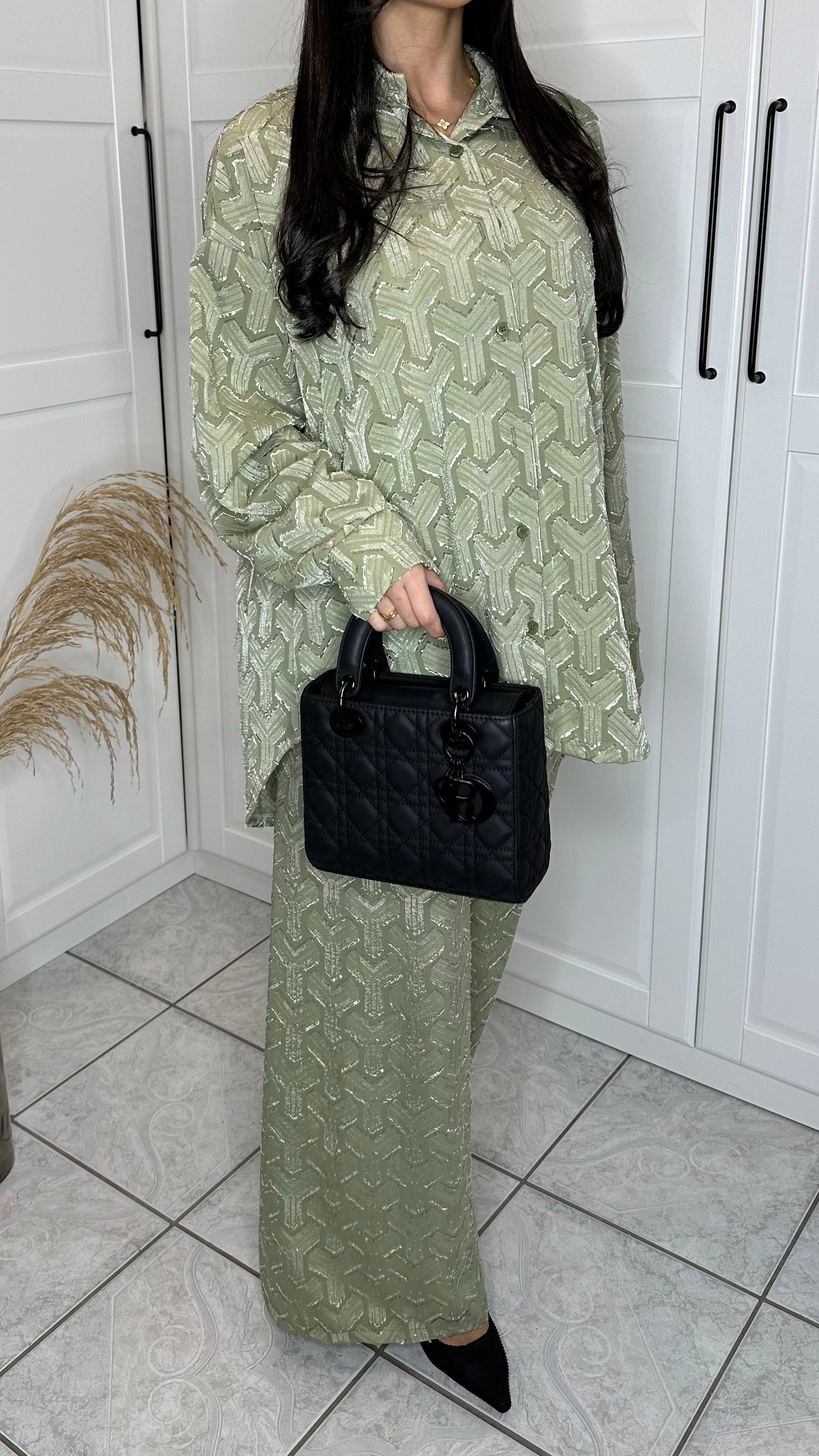 Ensemble Alya Vert – Chemise Ample & Pantalon Fluide SAÏRYS