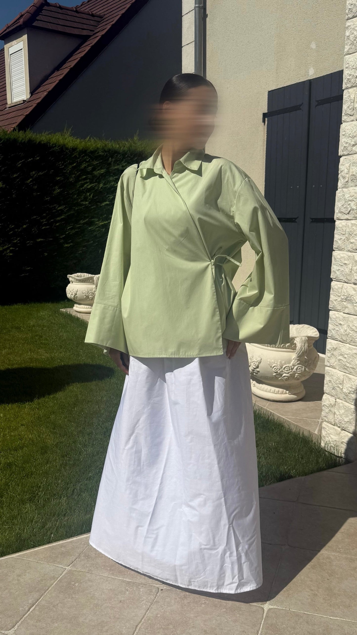 Chemise Cache-Cœur Verte — Élégance Modeste & Intemporelle SAÏRYS