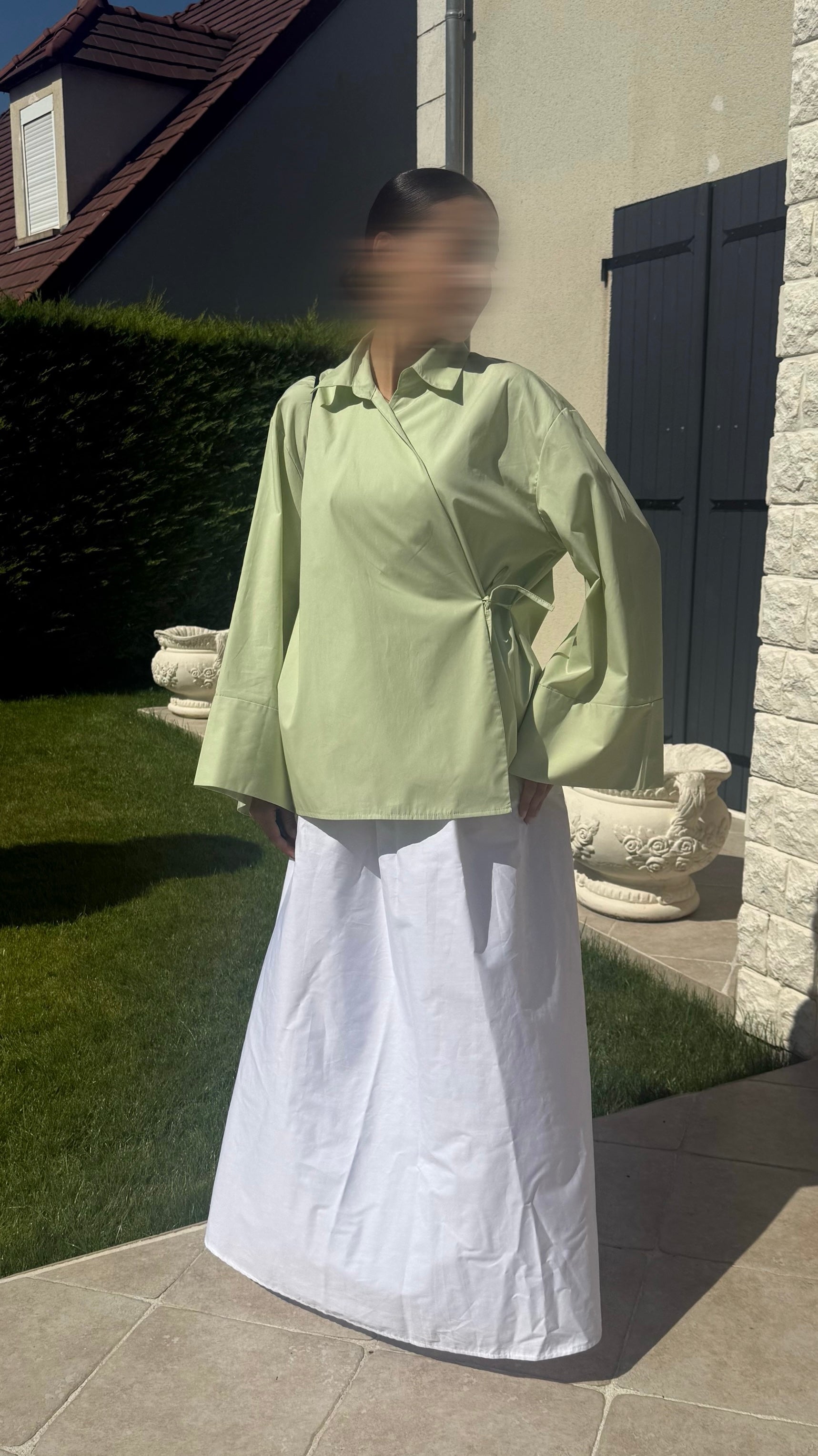 Chemise Cache-Cœur Verte — Élégance Modeste & Intemporelle SAÏRYS
