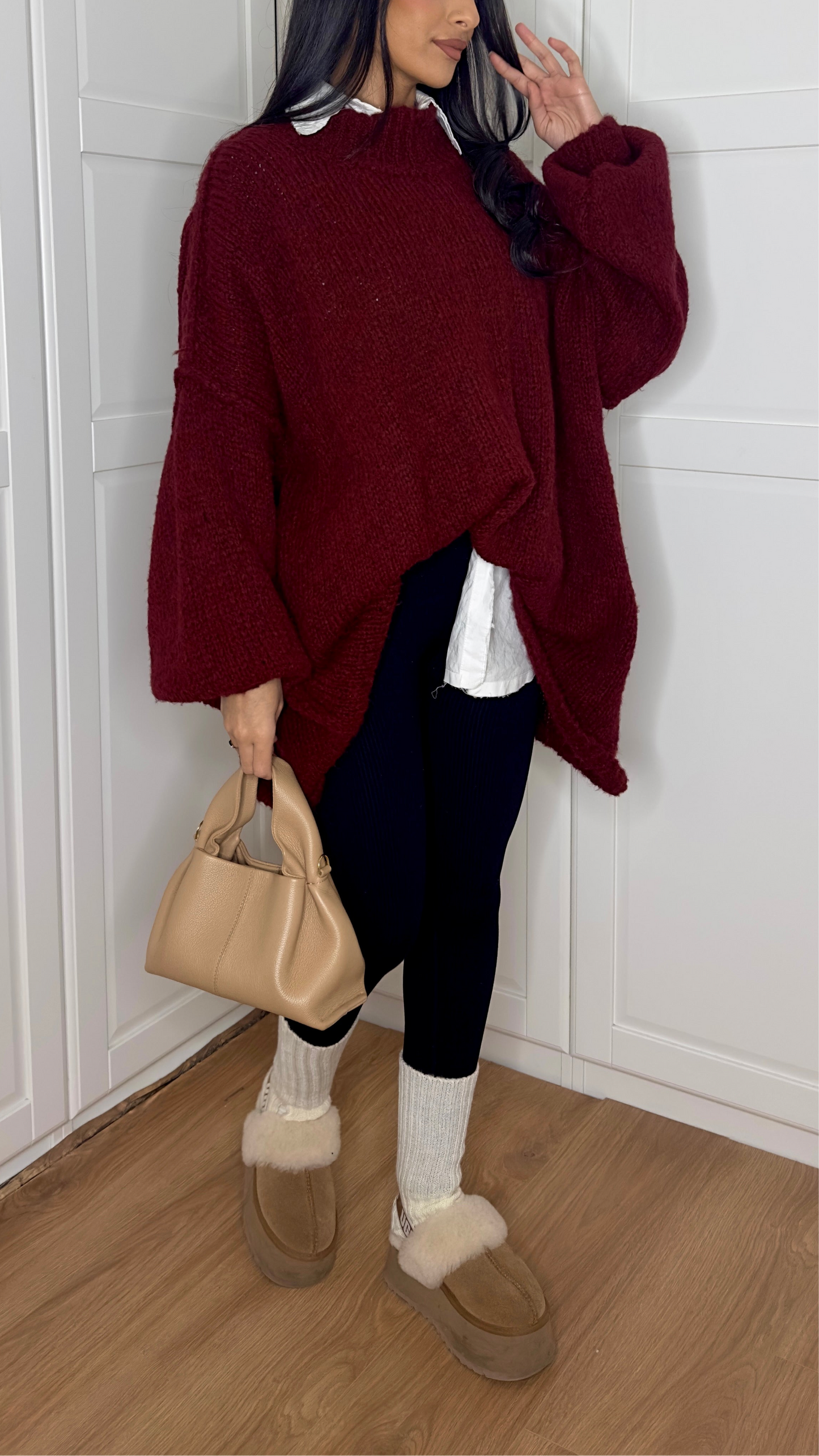 Pull en laine oversize [bordeaux] SAÏRYS