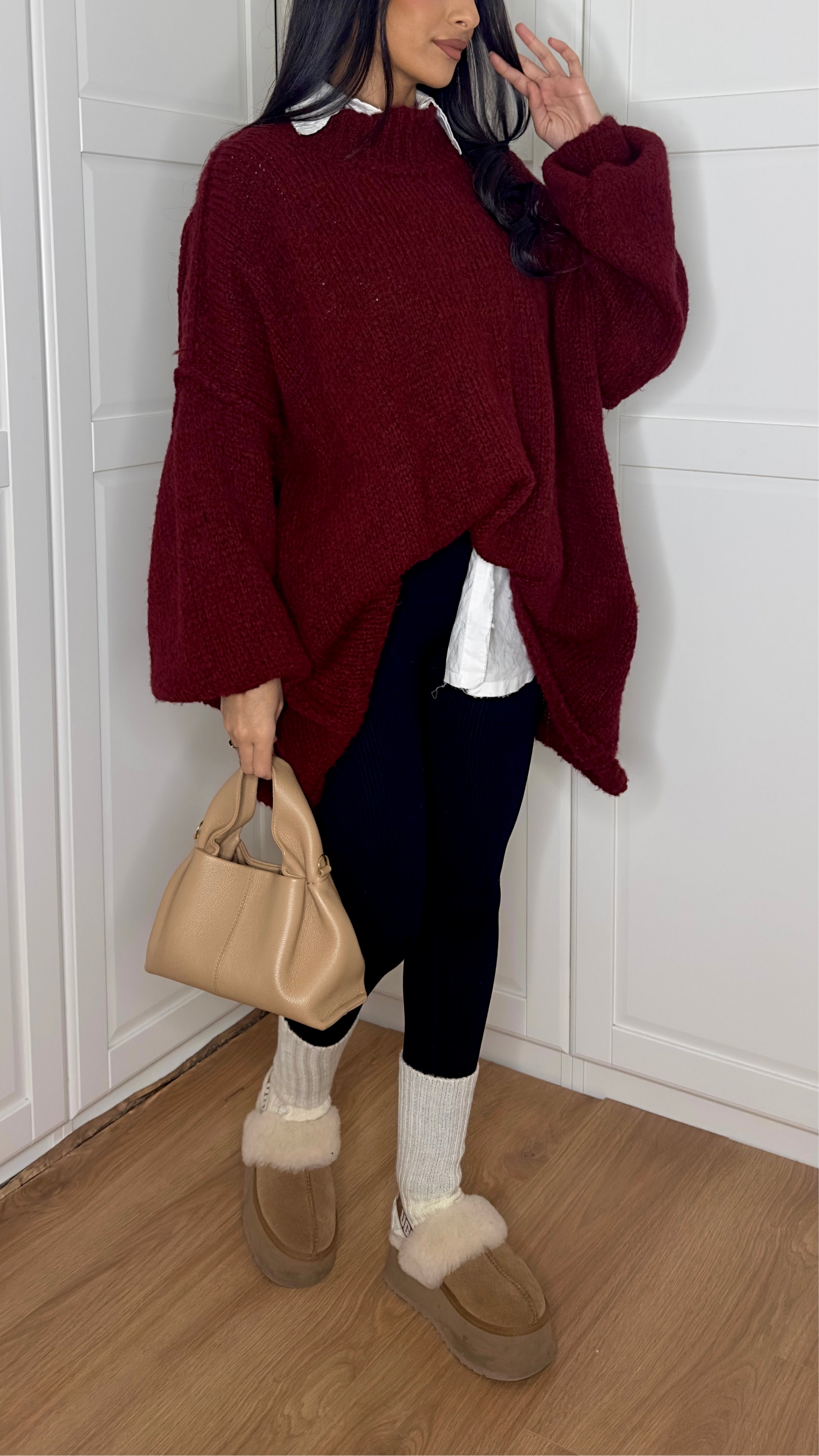Pull en laine oversize [bordeaux] SAÏRYS