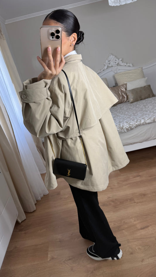 Trench parka évasé crème