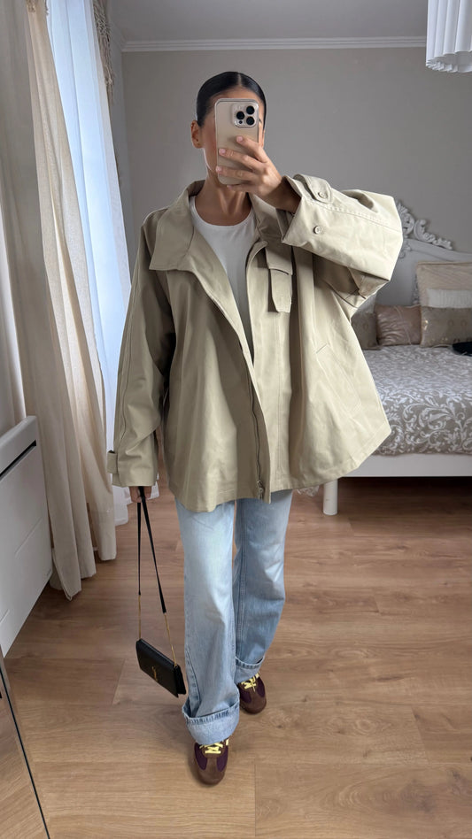 Trench oversize femme beige crème