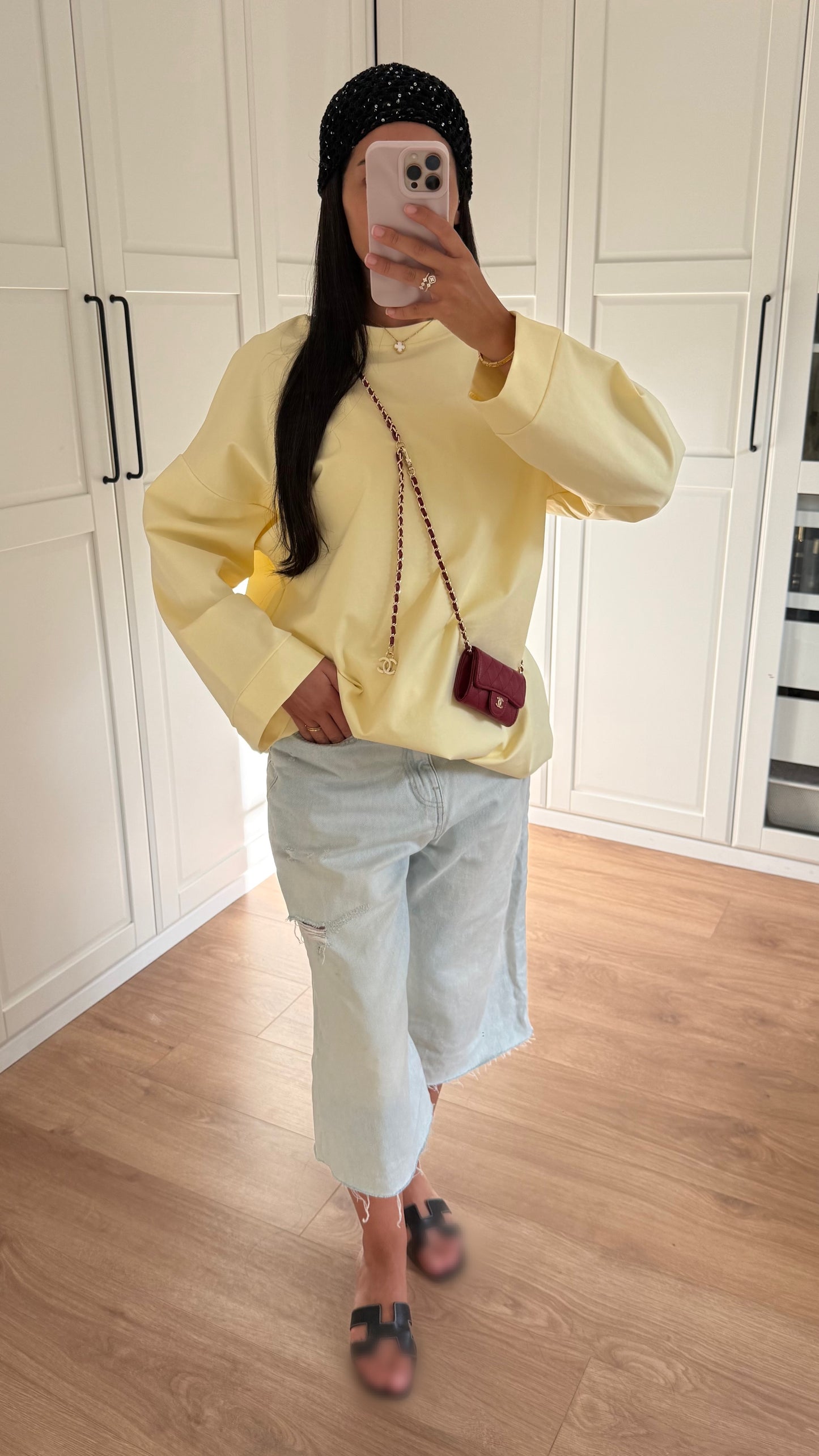 T-shirt Long Oversize Manches Longues Jaune