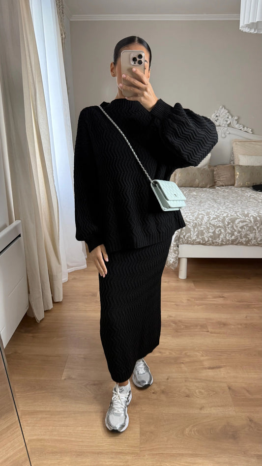 Ensemble pull + jupe Ynes [Noir] SAÏRYS