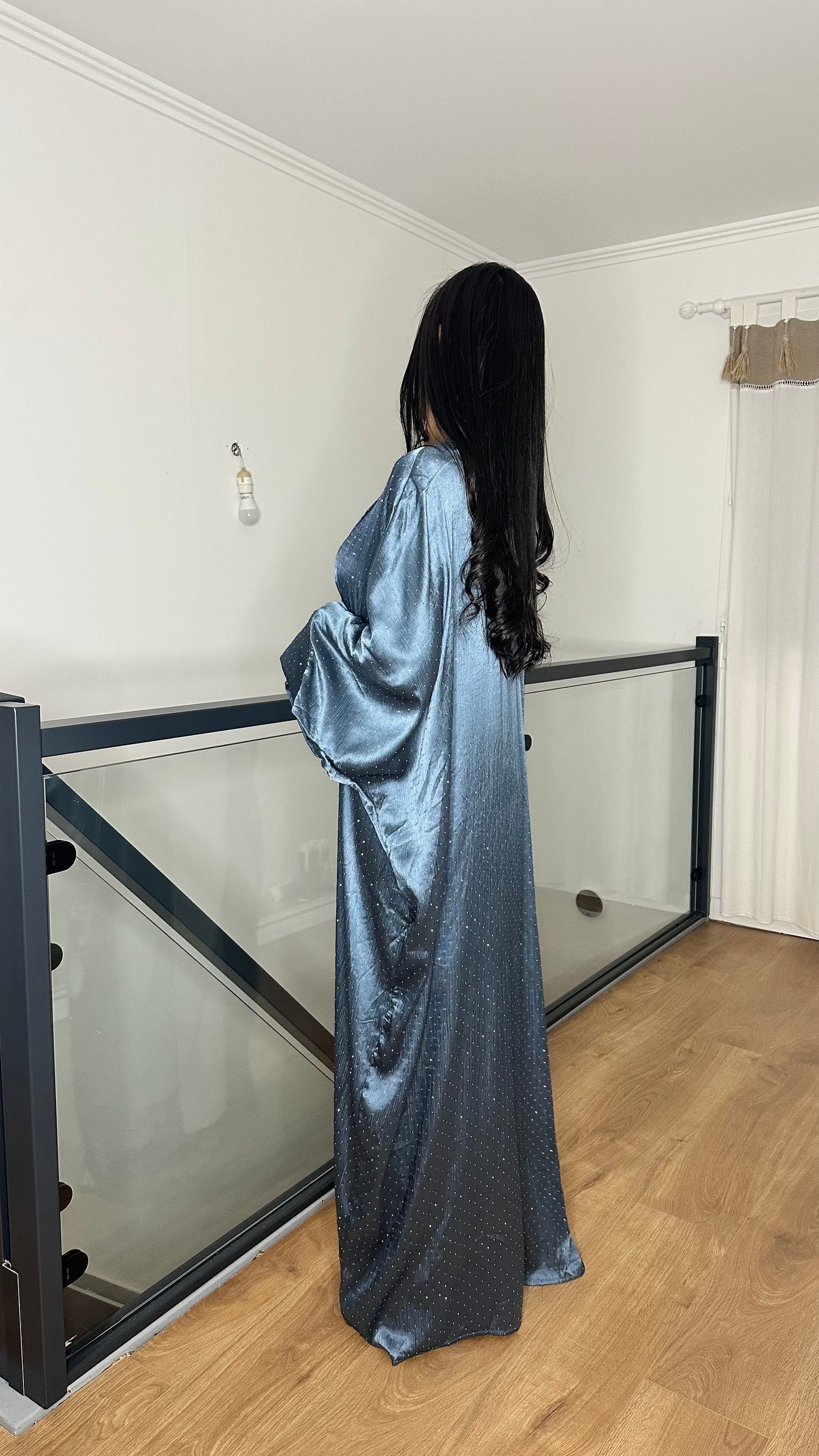 Kimono pailleté bleu ciel