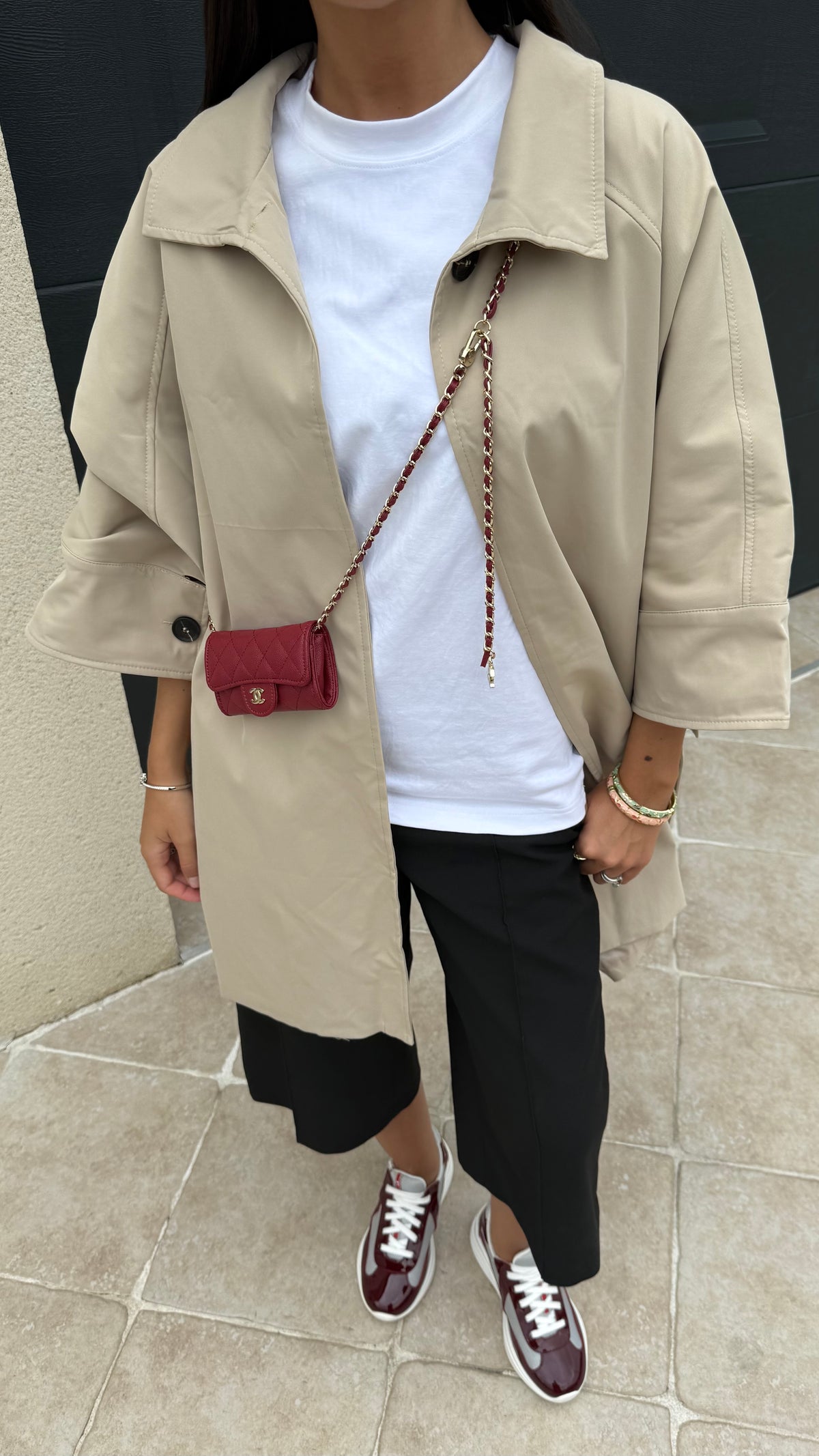 Trench cape long oversize beige femme