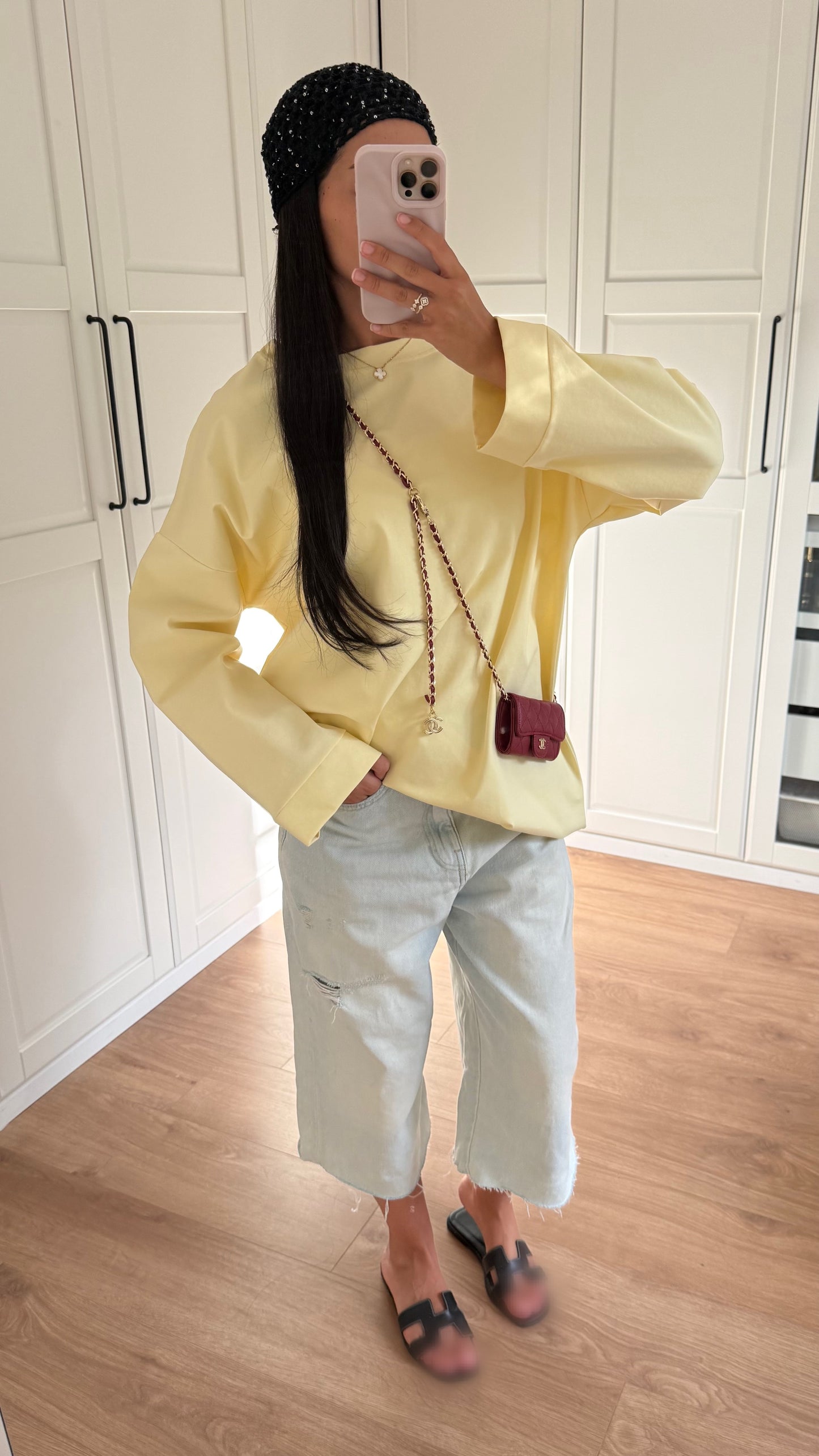 T-shirt Long Oversize Manches Longues Jaune