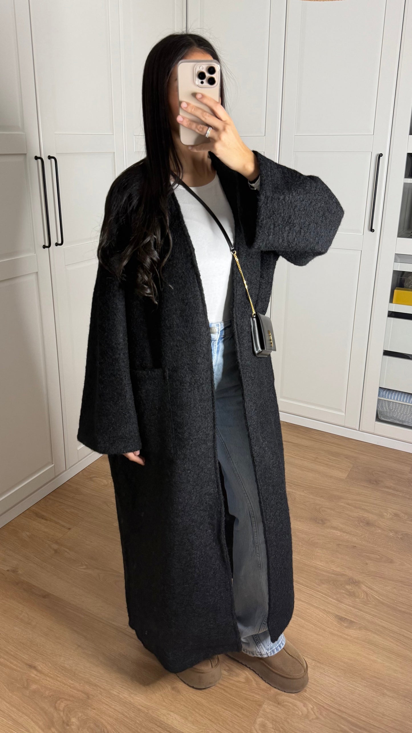 Manteau kimono long Noir SAÏRYS