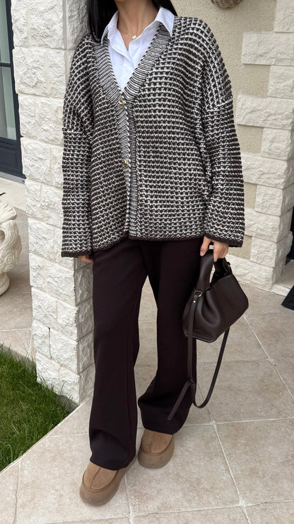 Pull Gilet Long Beige et Choco SAÏRYS