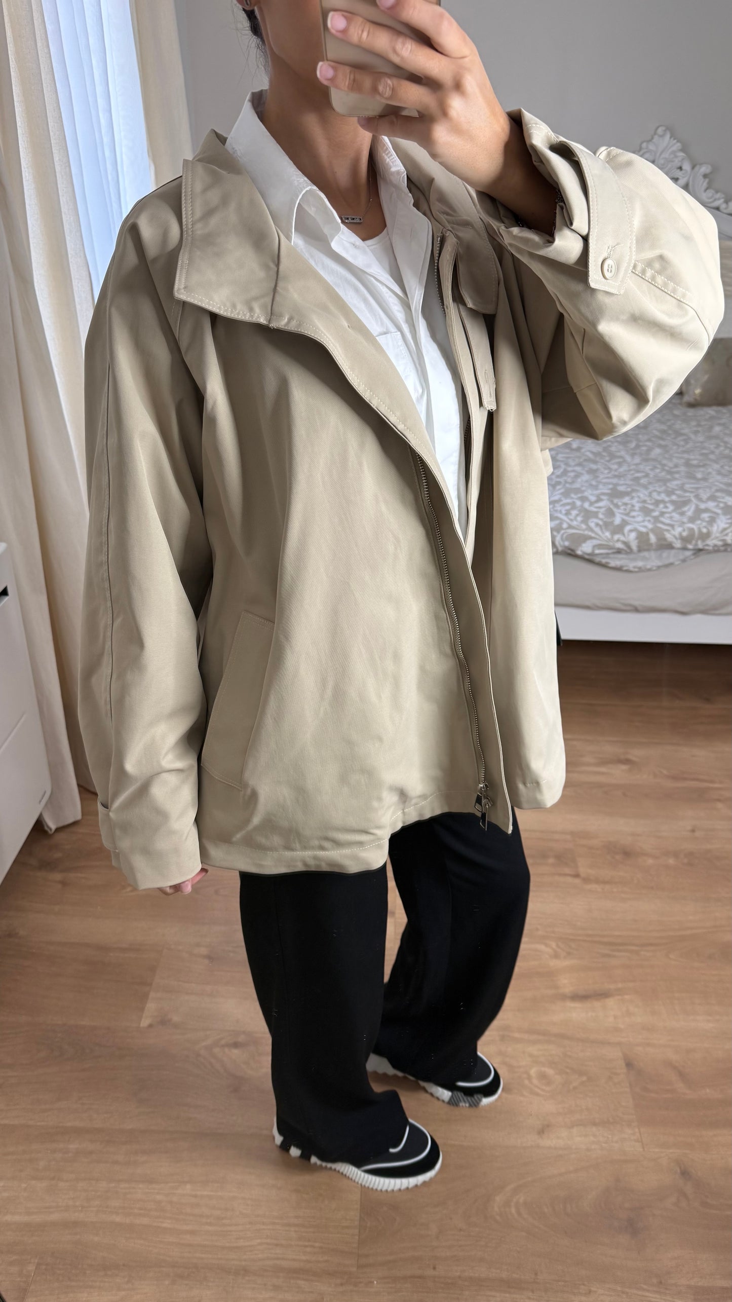 Trench oversize femme beige crème