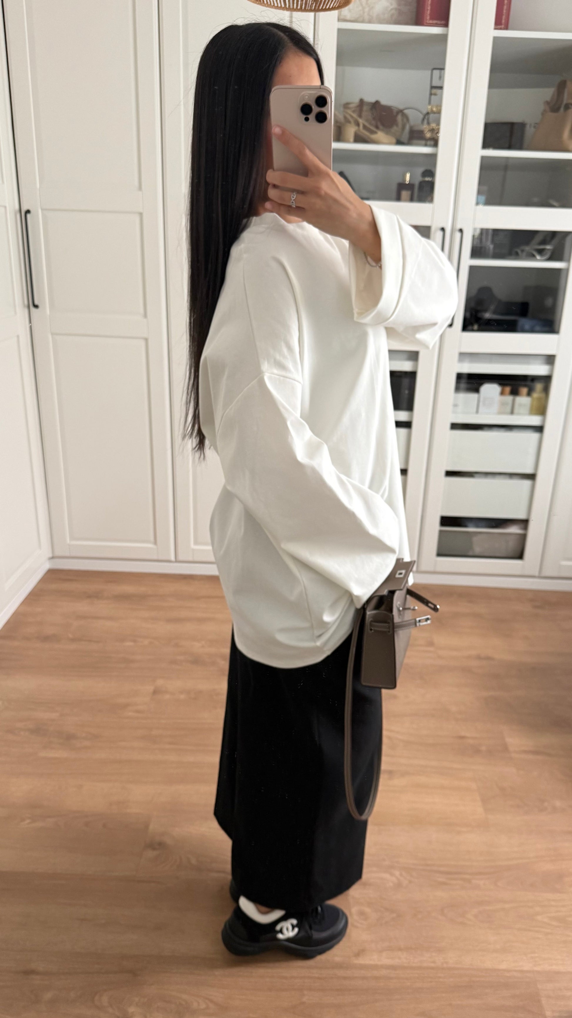 T-shirt Long Oversize Manches Longues Blanc SAÏRYS
